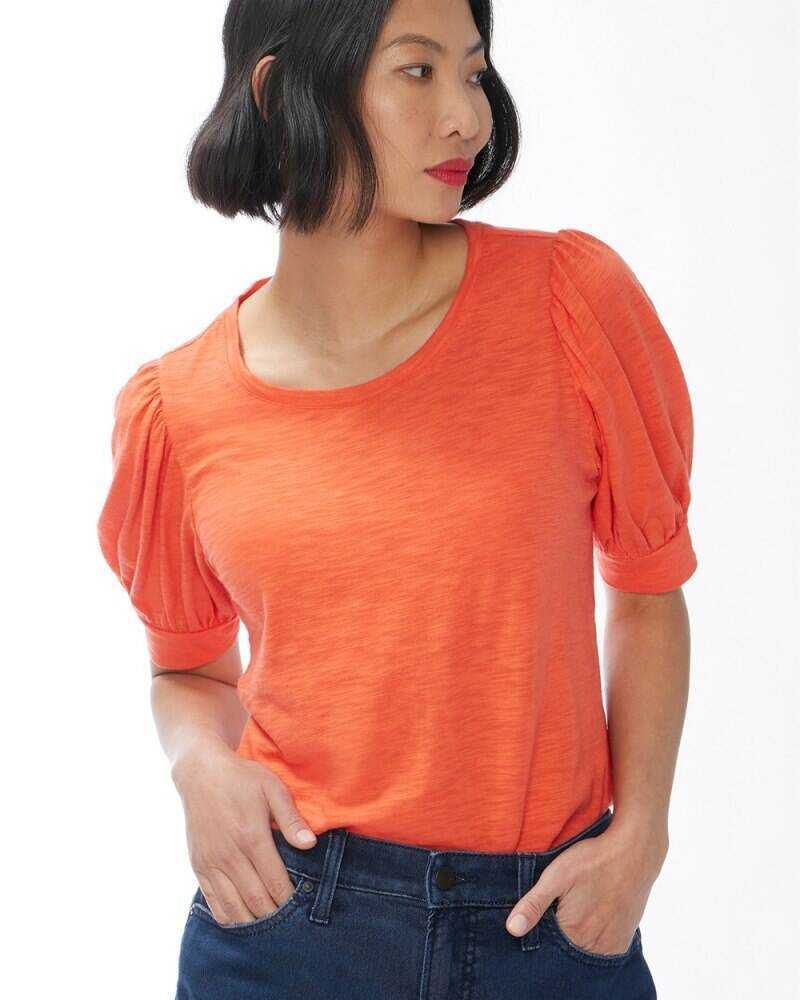 Puff Sleeve Slub Tee Orange Blossom