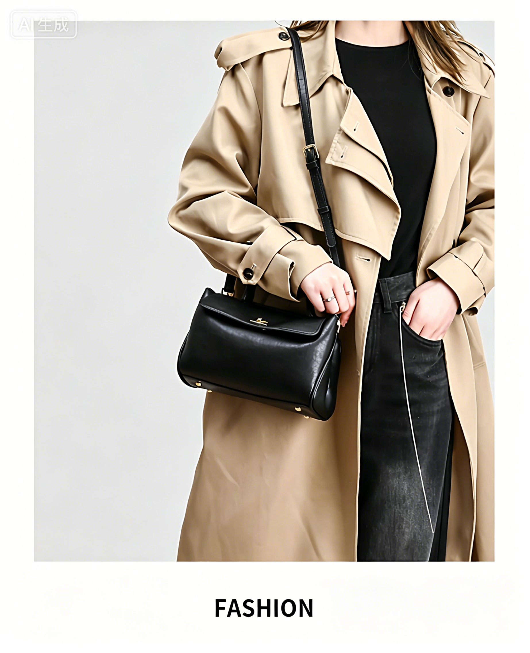 Fashionable women handbag with cowhide leather