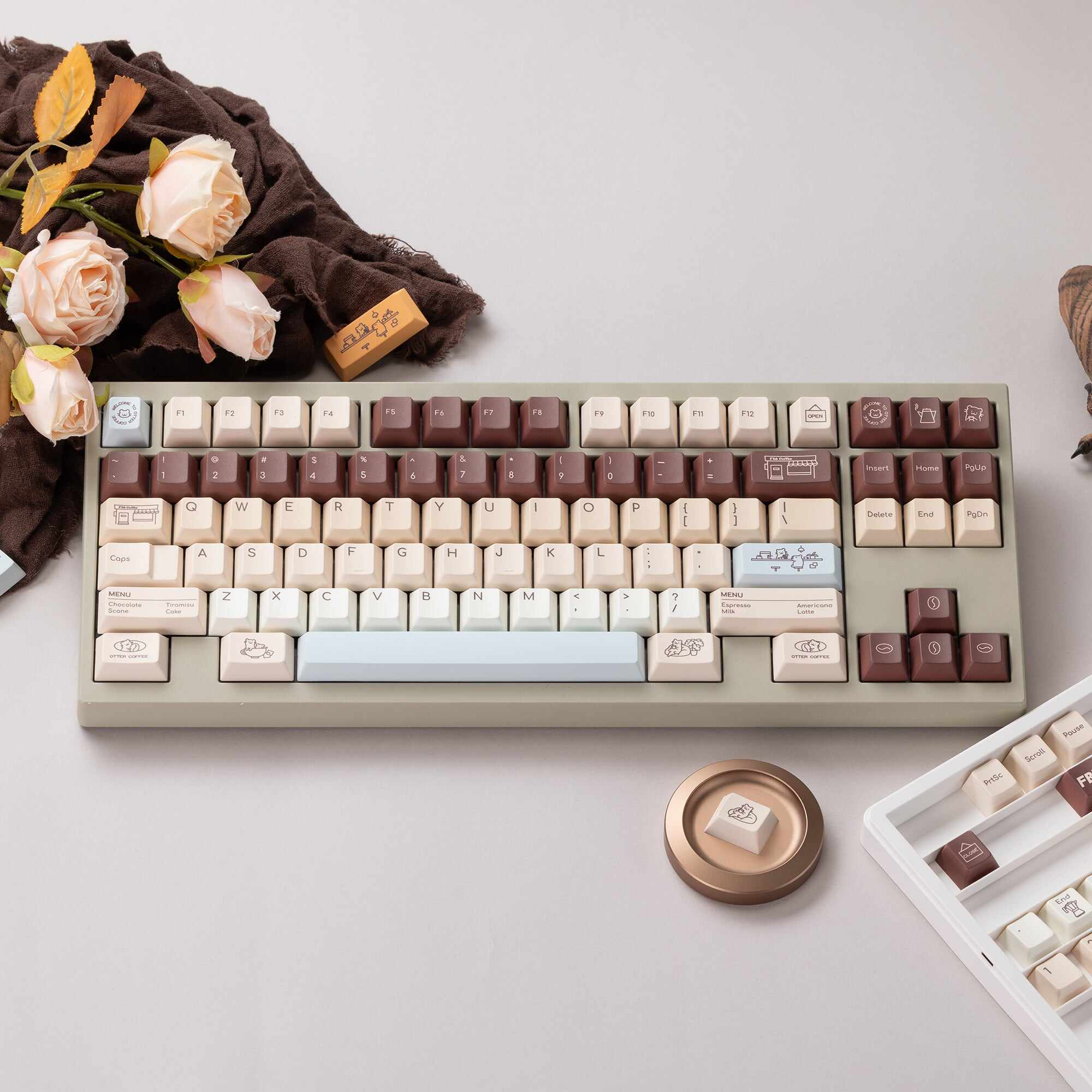 Otter Coffee Cherry profile Keycaps