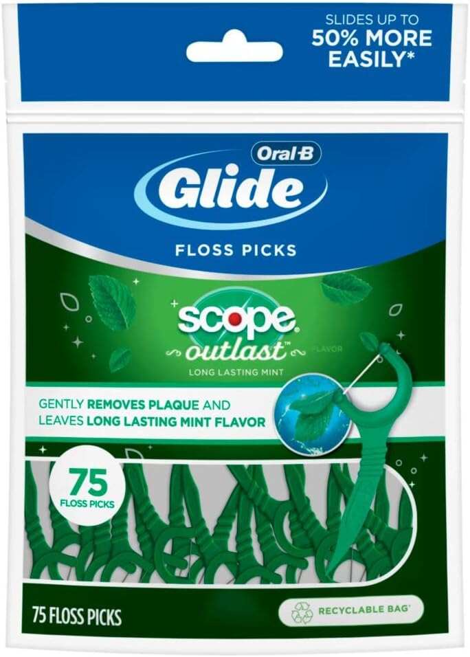 Oral-B Complete Glide Floss Picks, Scope Outlast, 75-ct