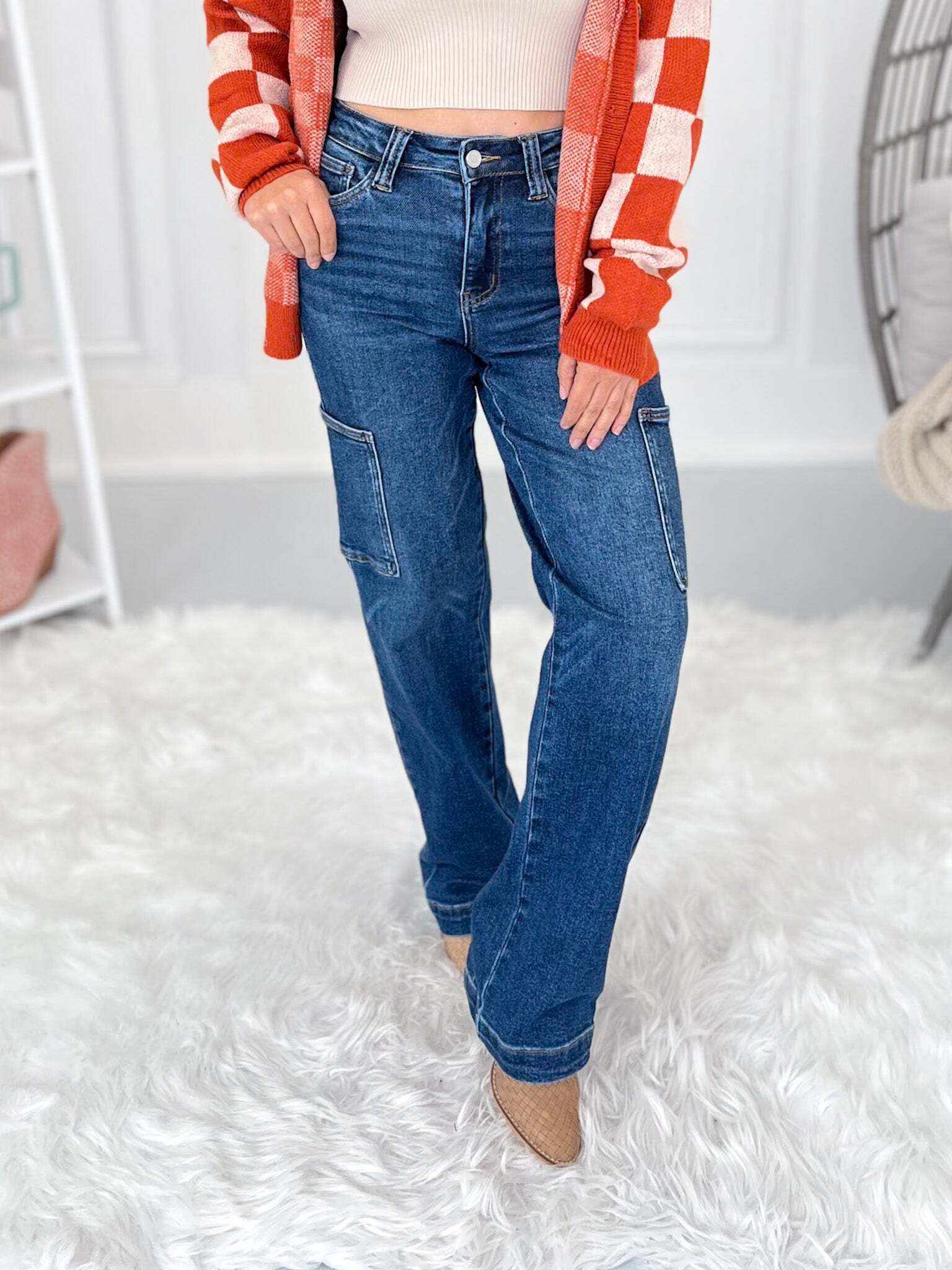Carry On - Christmas Cargo Wide Leg Jeans- Final Sale