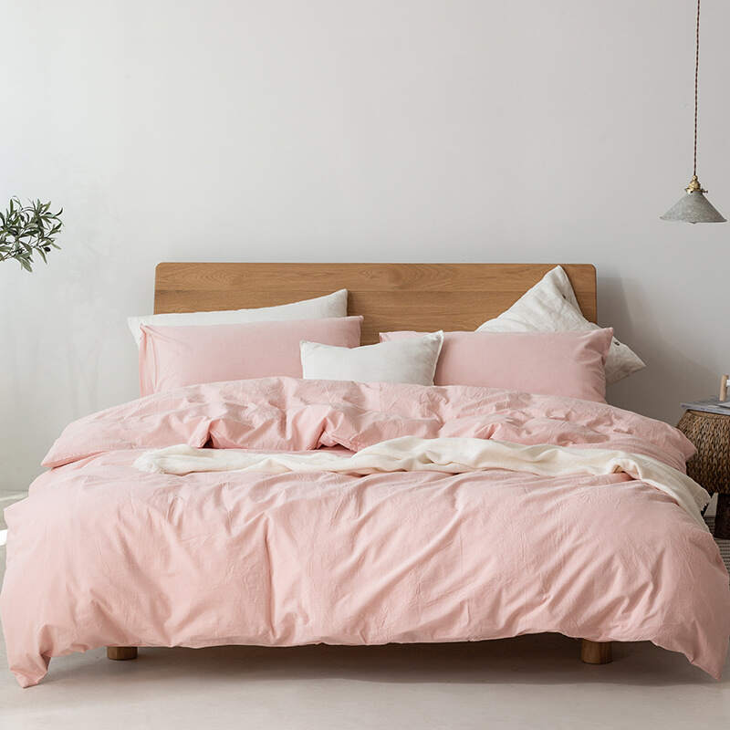 Washed Cotton Bed Sheet Set - Pink