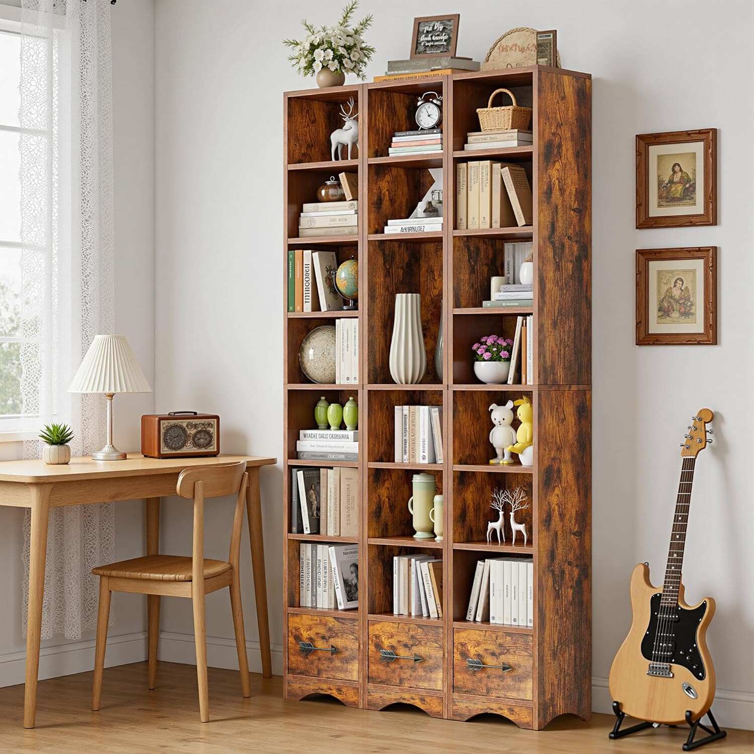 VECELO 8-Tier Tall Narrow Bookshelf