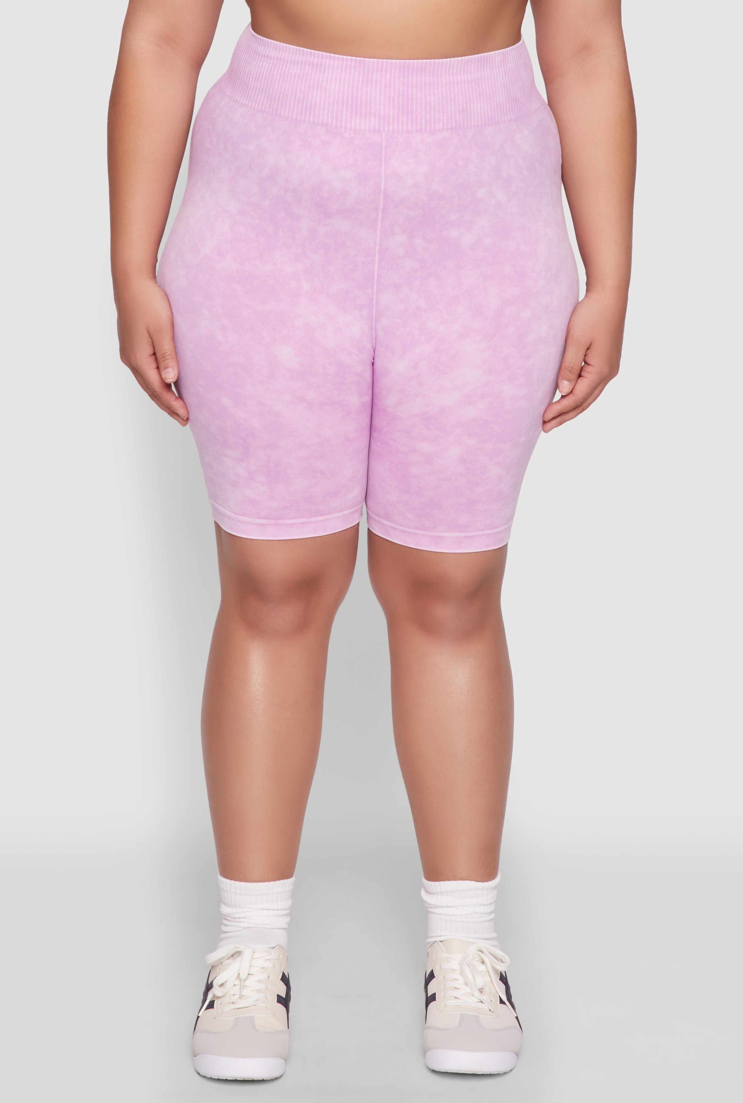 Plus Size Mineral Wash Seamless Biker Shorts