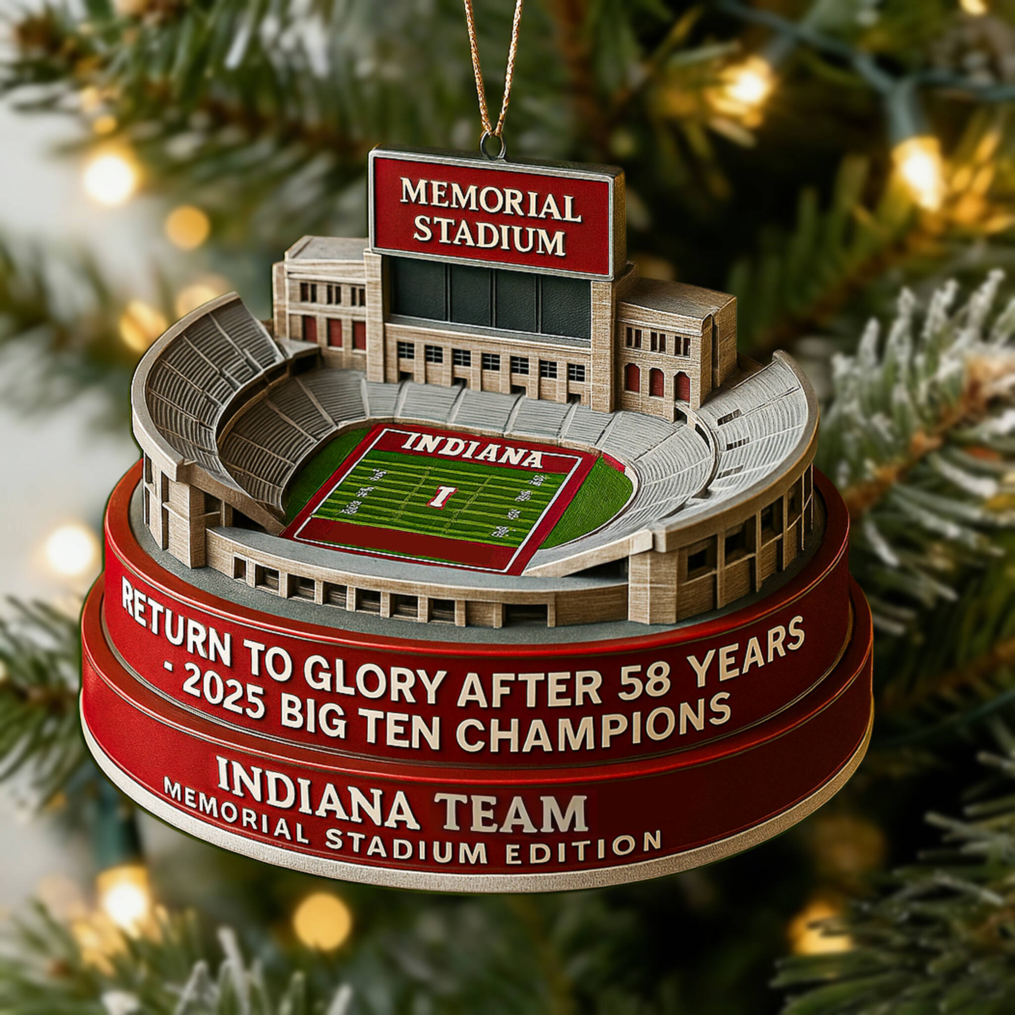 Indiana 2025 Big Ten Champions Memorial Stadium Ornament