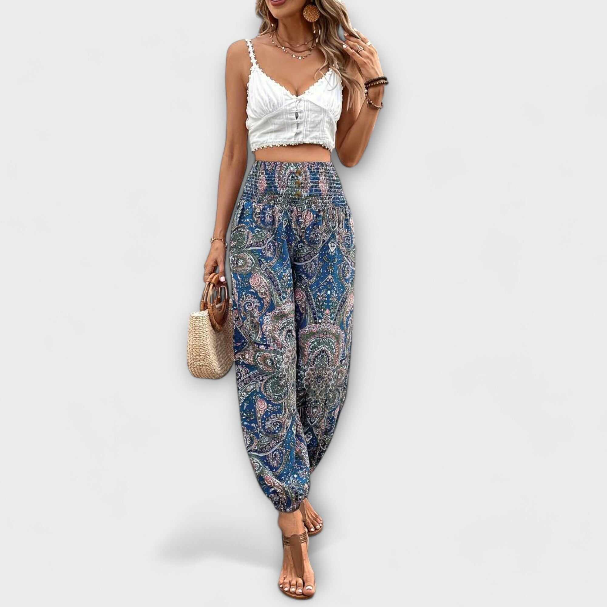 Scarlett - Pants with Ethnic Graphic