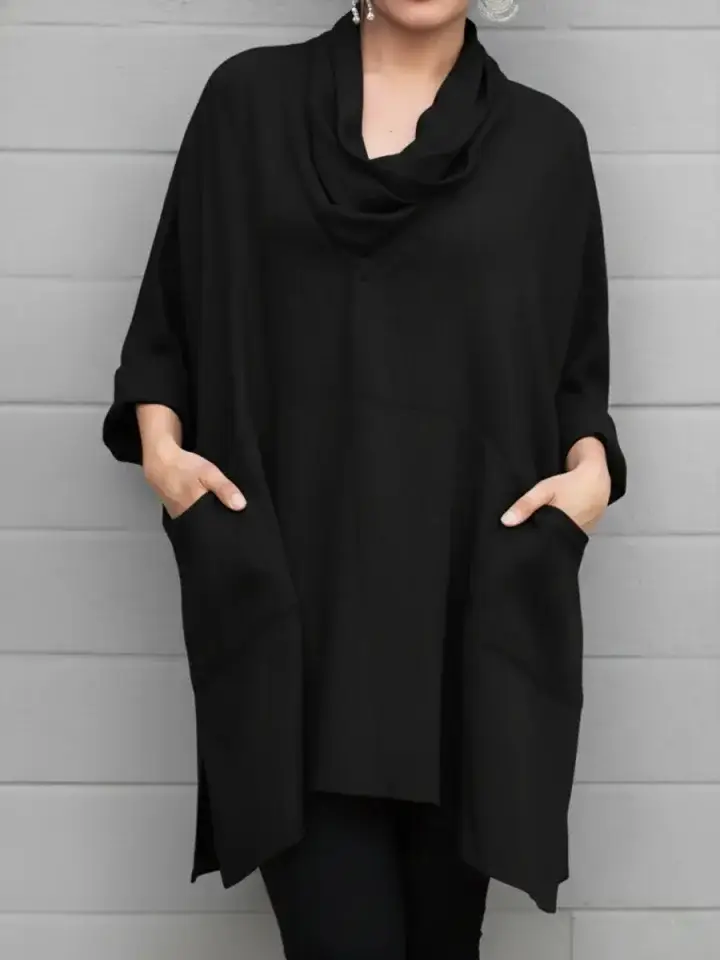 🔥Summer Arrivals🌟Women's Cozy Cowl Neck Linen And Cotton Top