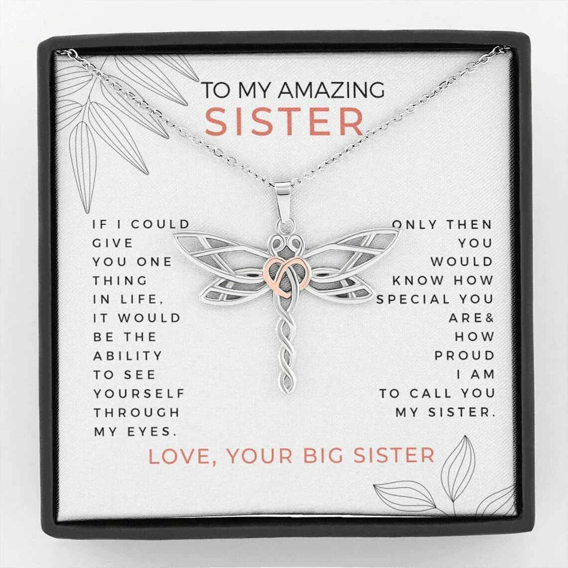 To My Sister-Dragonfly Necklace