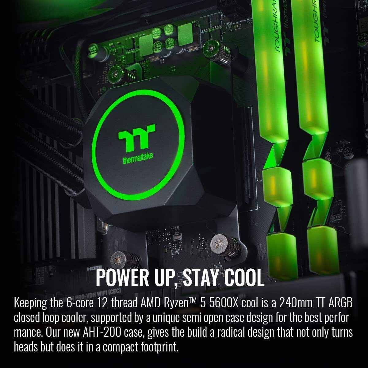 Thermaltake LCGS AH-360S AIO Liquid Cooled Gaming PC (AMD Ryzen 5 5600X 6-core,ToughRam DDR4 3600Mhz 16GB RGB,NVIDIA GeForce RTX 3060, NVMe 1TB M.2, Win 10 Home) AHW2-B550-A36-LCS