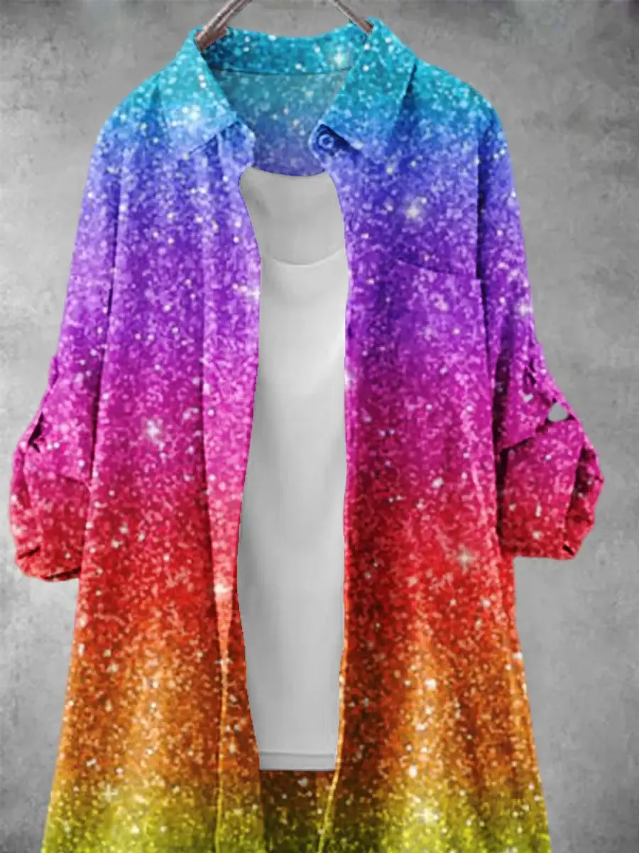 Women's Rainbow Gradient Faux Sequins Lgbt Art Print Dress