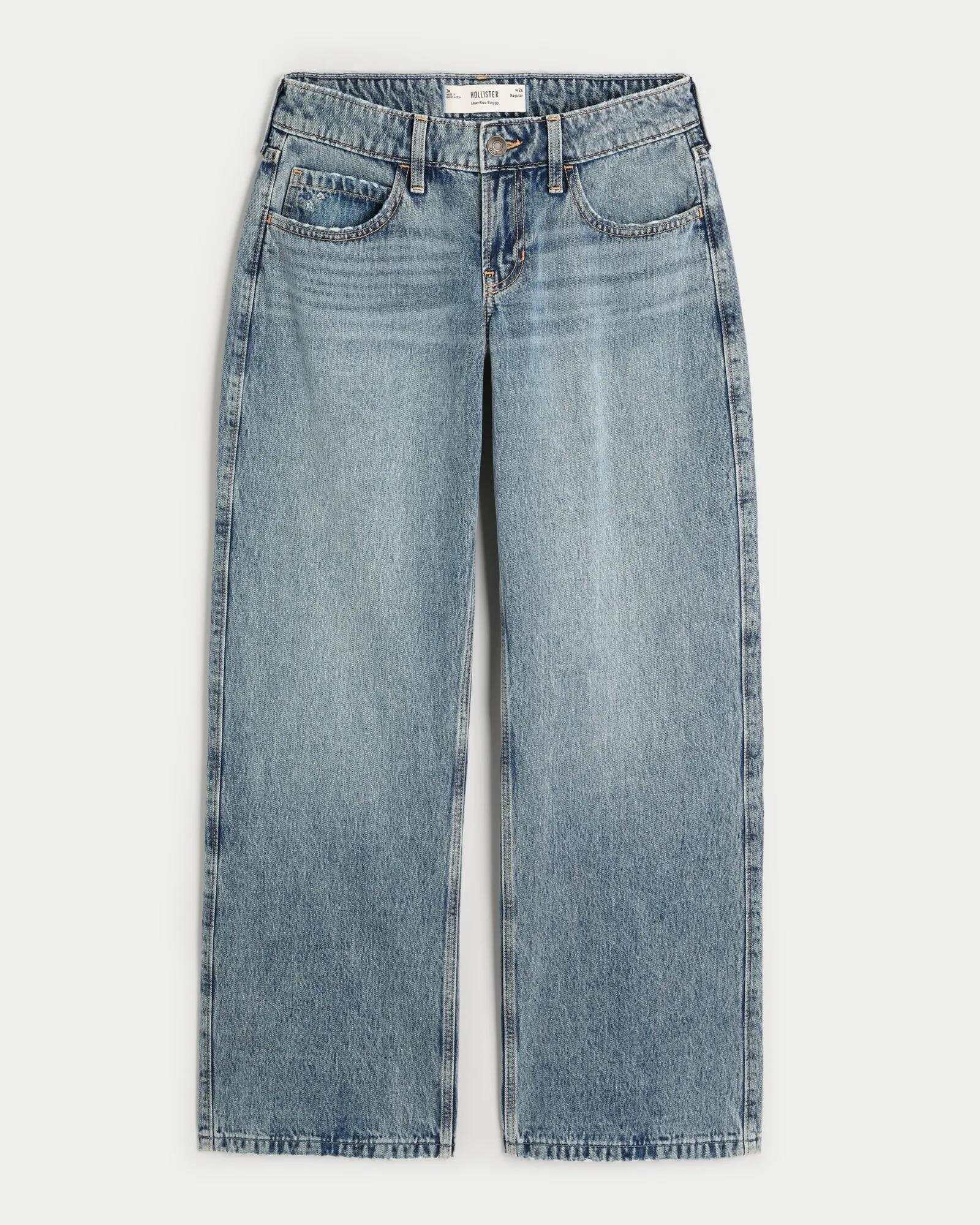 Low-Rise Dark Wash Baggy Jeans
