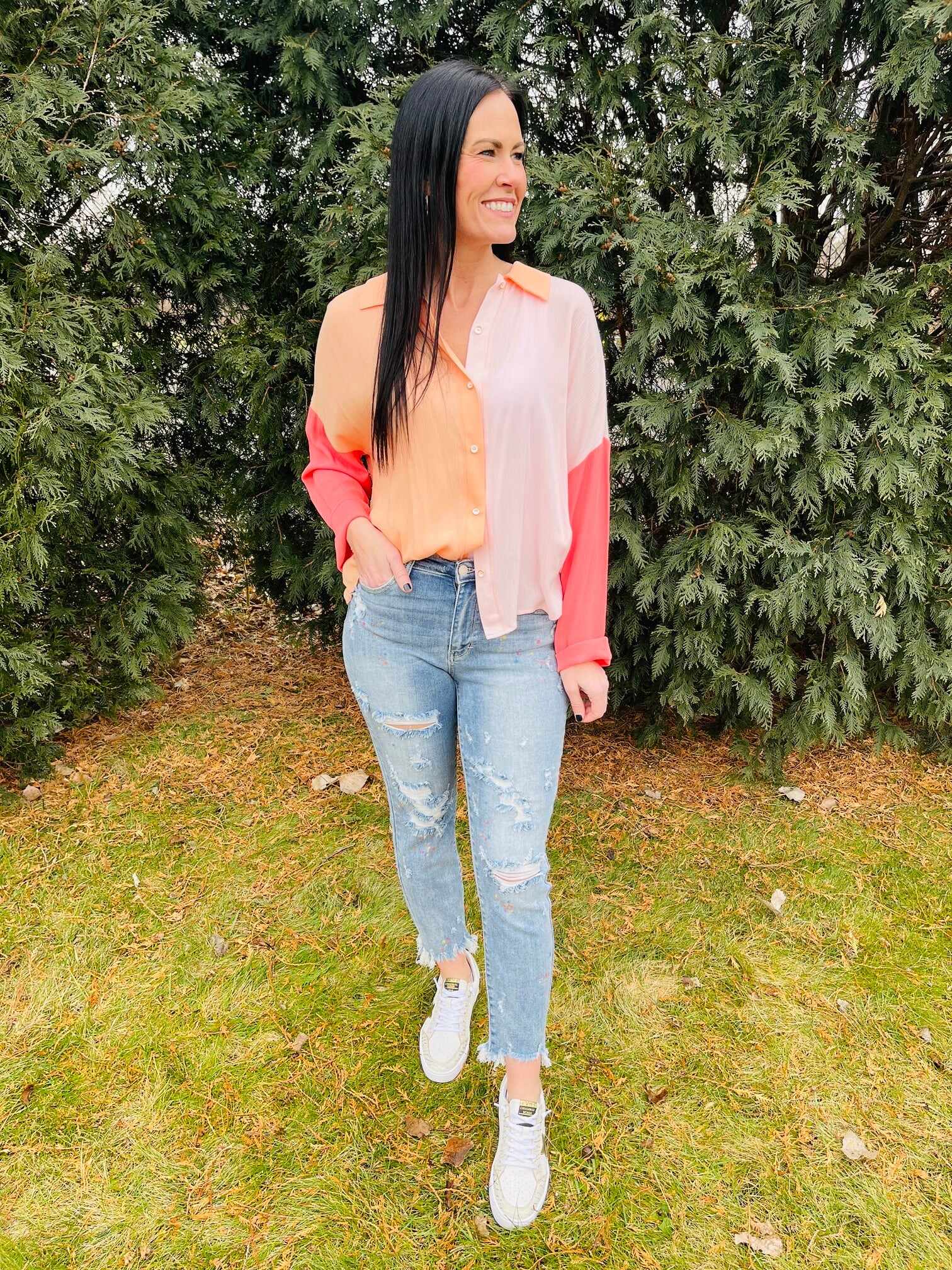 Plus/Reg Color Me Happy Boyfriend Jeans
