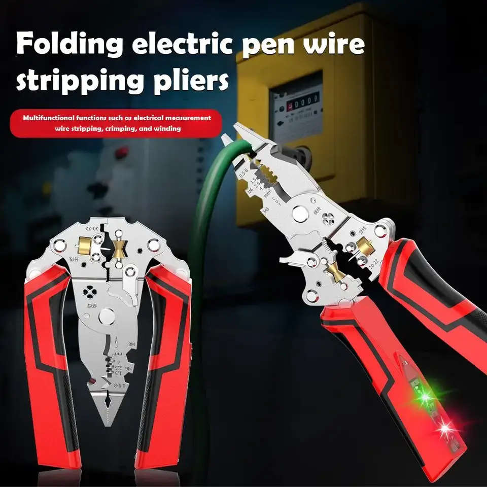 Foldable Wire Stripper Multi-function Electrician Wire Splitter Wire Winding Pliers Crimping Pliers Hand Tool