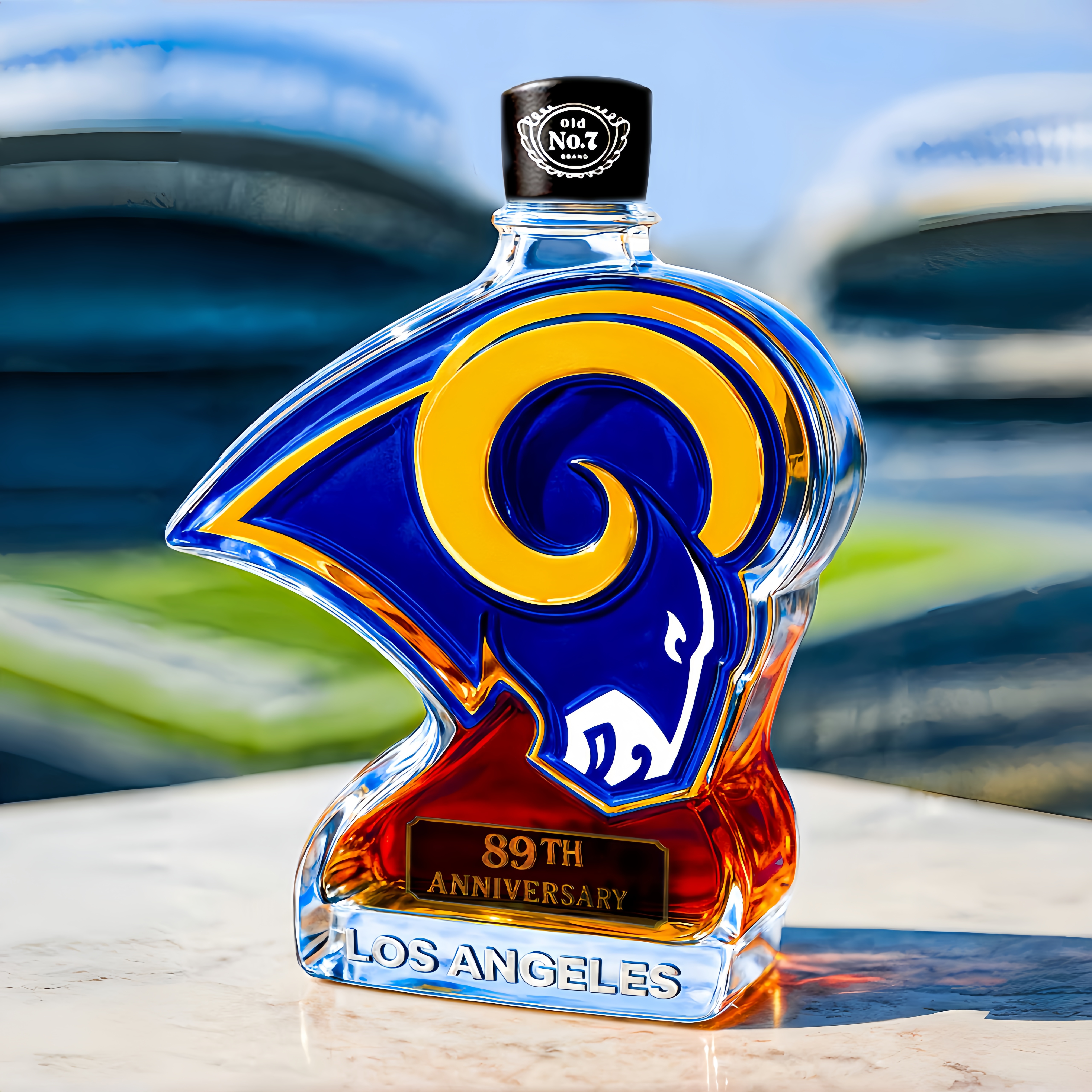 Los Angeles Rams 89th Anniversary Whiskey Bottle