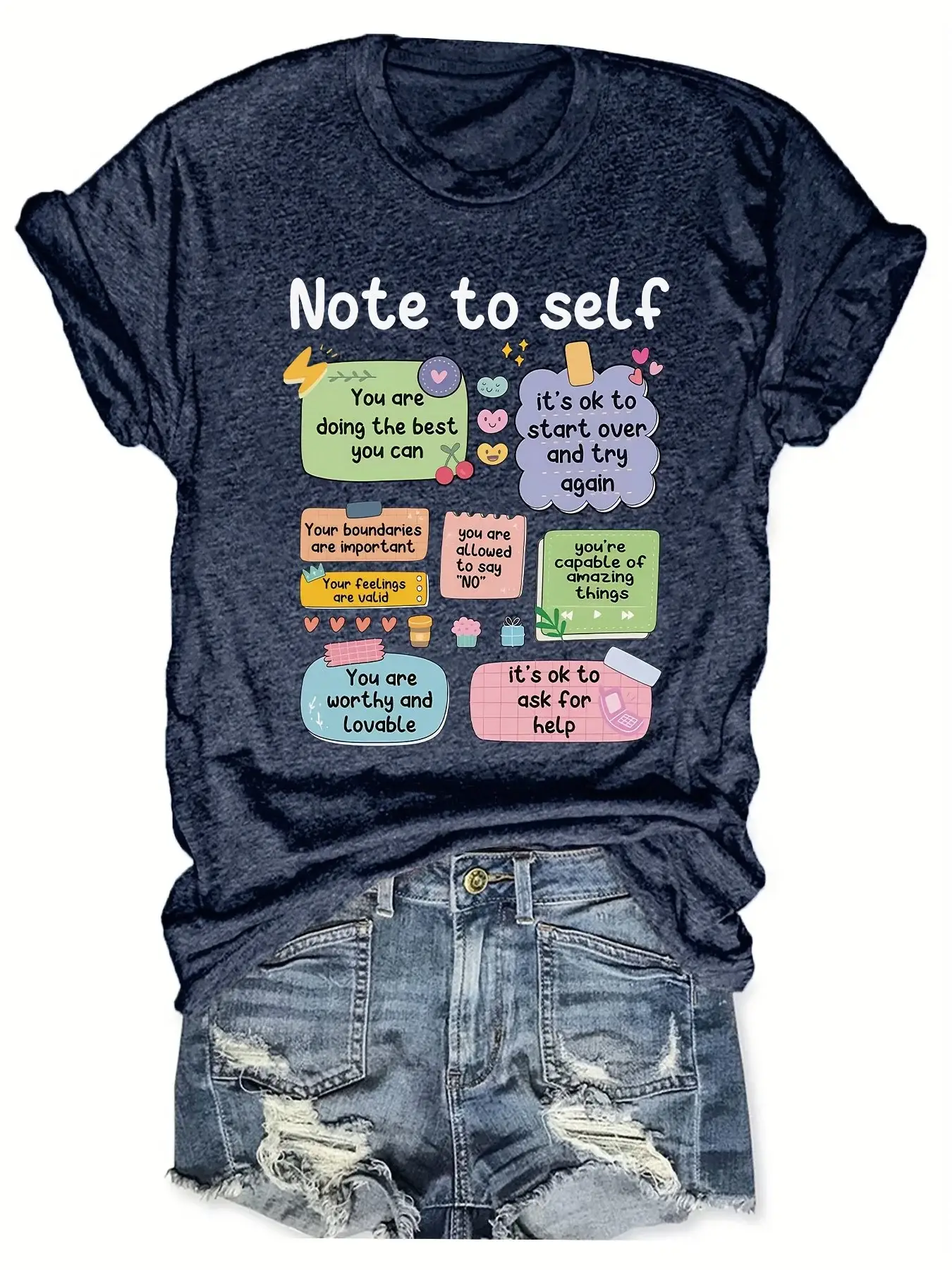 Unisex Shirt Note To Self Positive Energy Encouragement Design Print T-shirt