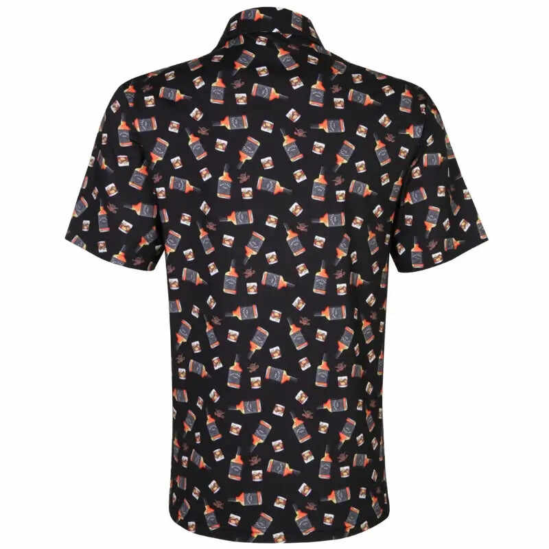 19th Hole Whiskey Cool-Stretch Men's Golf Shirt (Bourbon)