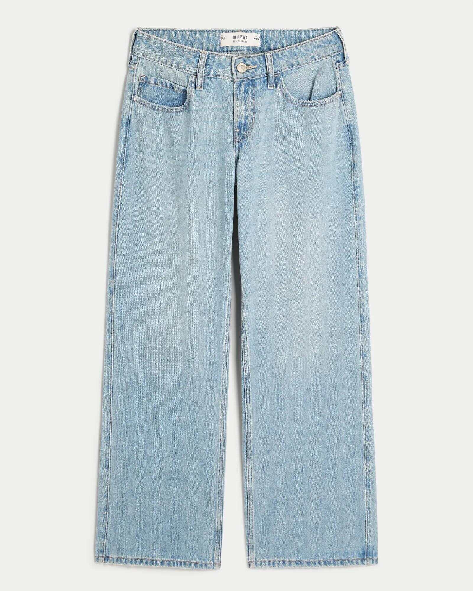Low-Rise Dark Wash Baggy Jeans