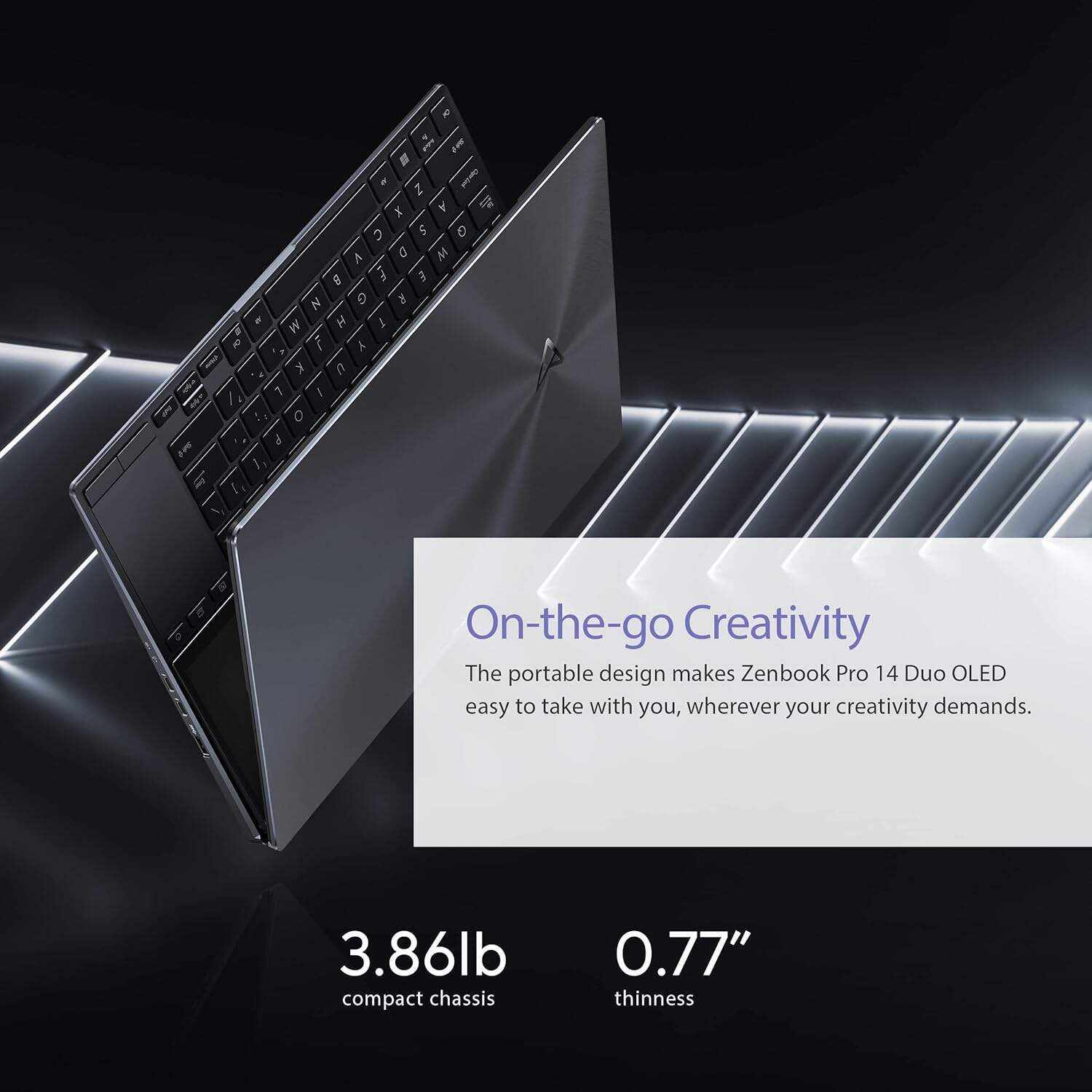 ASUS Zenbook Pro 14 Duo 14.5â€ 2.8K OLED Touch, 120Hz Refresh Rate, ScreenPad Plus, Intel i9-12900H CPU, RTX 3050Ti, 32GB RAM, 1TB SSD, Windows 11 Home, Tech Black, UX8402ZE-DB96T