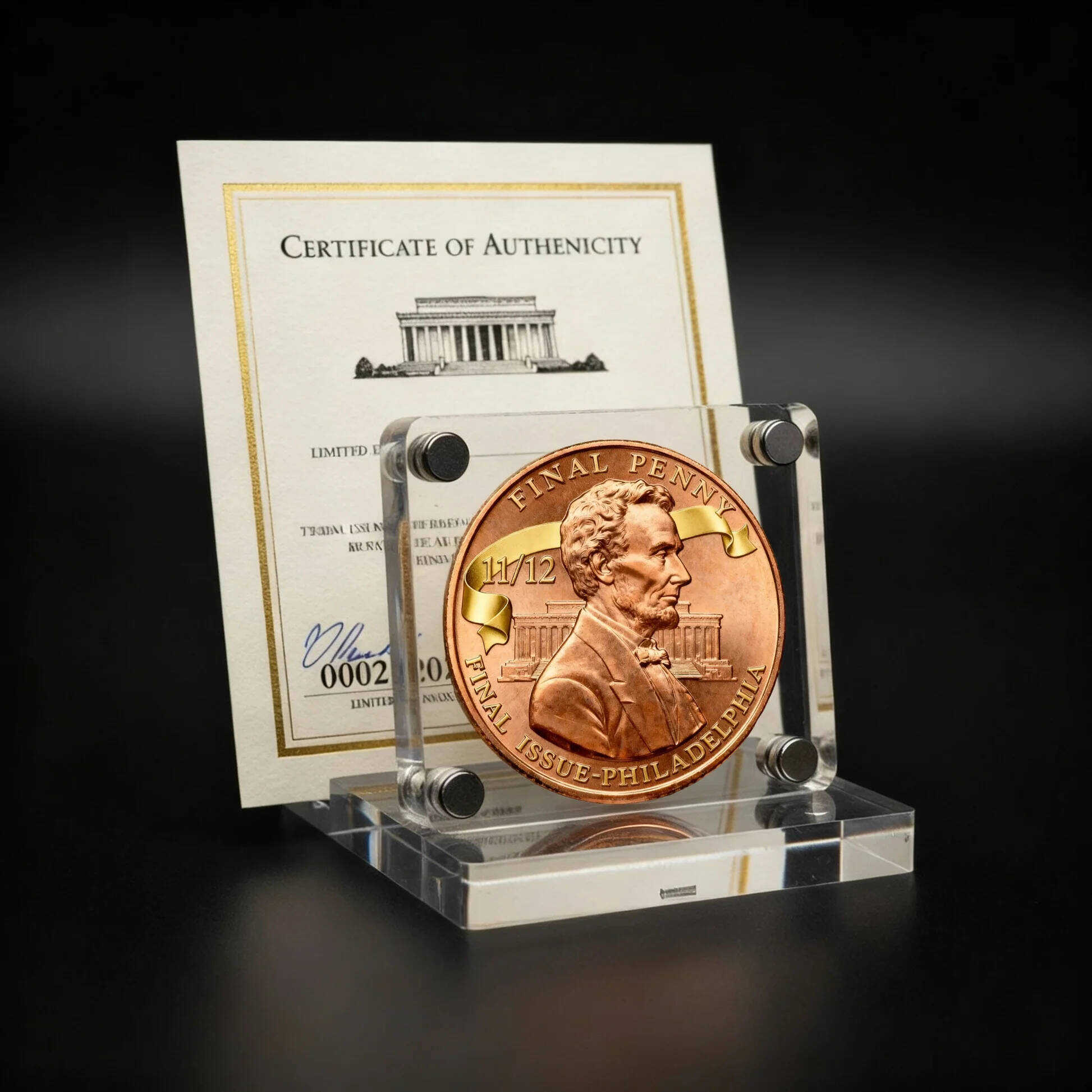 75% OFF! - Limited - Time Offer - Lincoln Final Penny – 11/12 Limited Edition Commemorative Coin