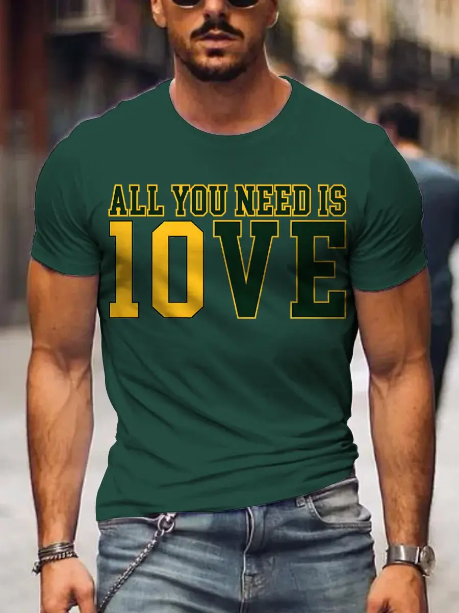 Men's Packers All You Need Is Love Football Print T-Shirt