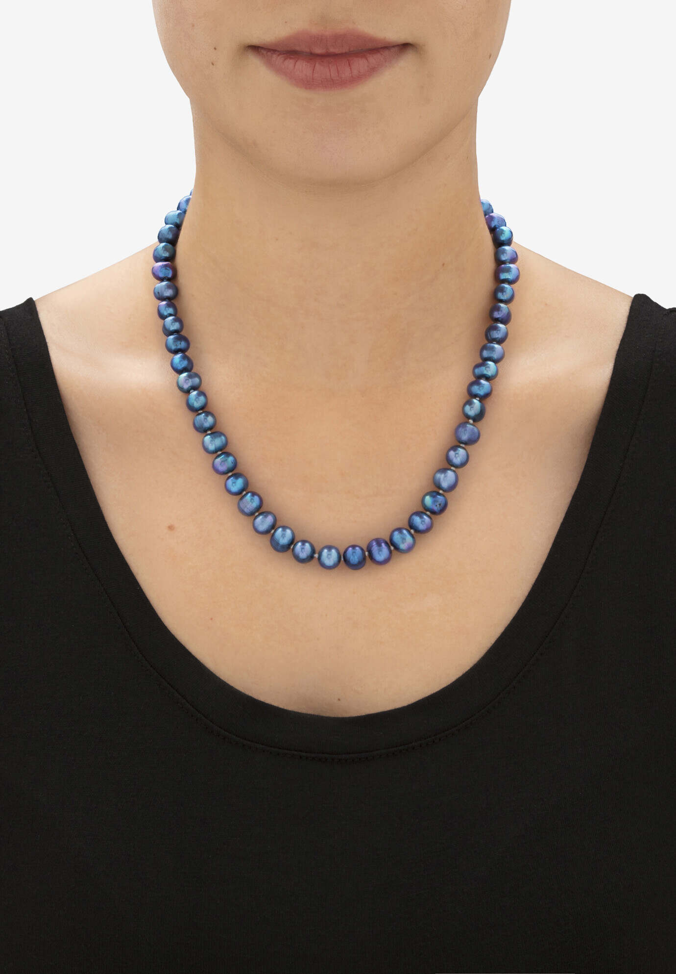 Genuine Cultured Blue Pearl Silvertone Earring, Necklace And Bracelet Set 18