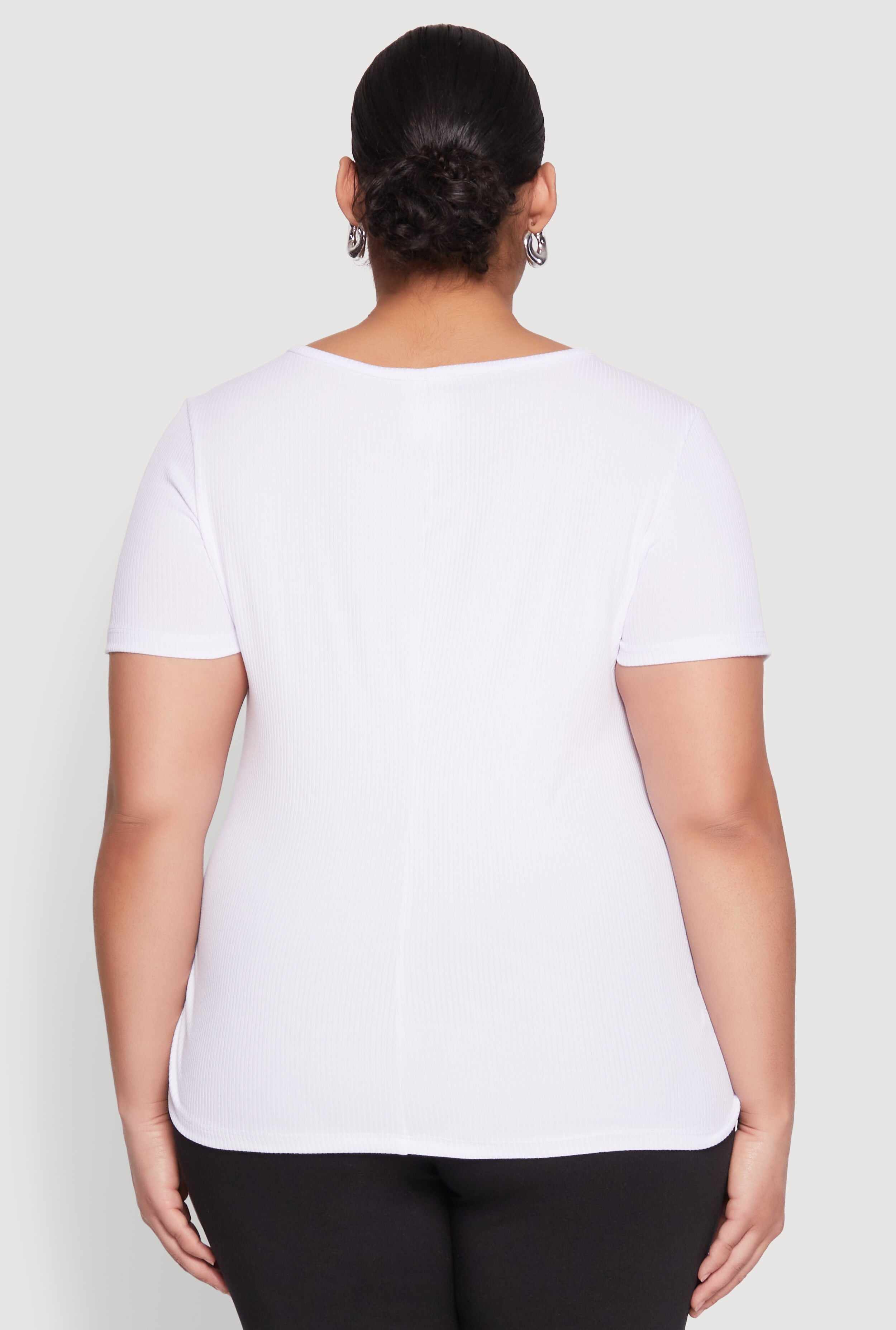 Plus Size 3D Pretty Brown Girl Foil Graphic Tee
