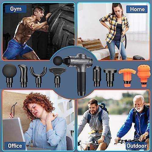 RAEMAO Massage Gun Deep Tissue, Back Massage Gun for Athletes for Pain Relief Attaching 8 PCS Specialized Replacement Heads, Percussion Massager with 10 Speeds & LED Screen, Carbon