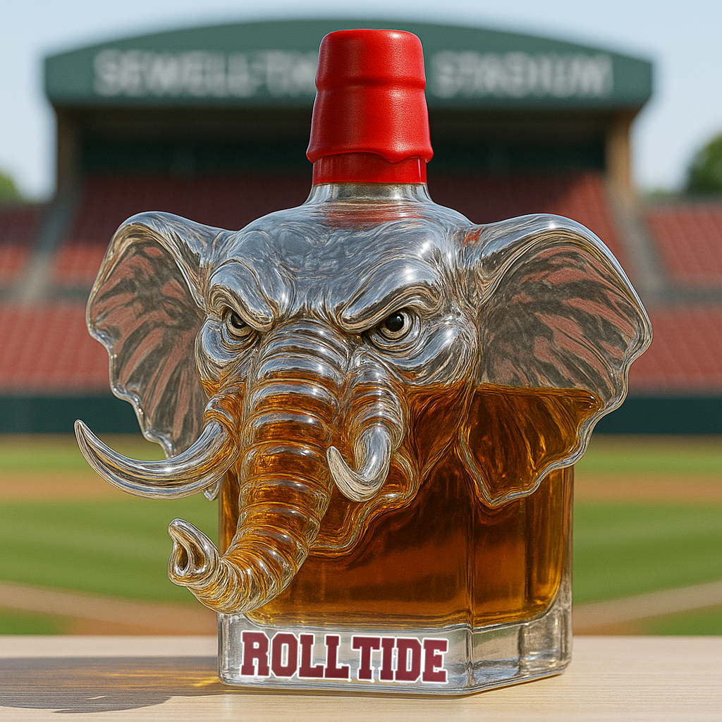 University of Alabama Big Al Whiskey Bottle.