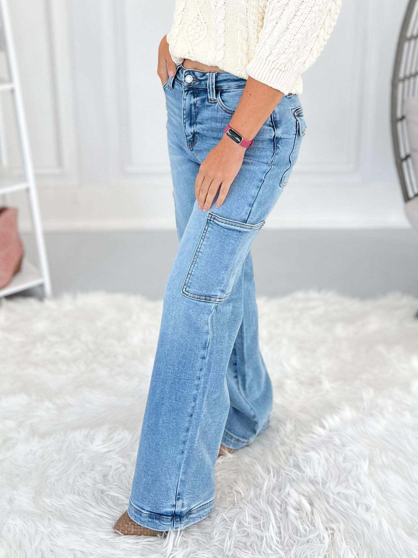 Christmas - Cargo Wide Leg Jeans- Final Sale