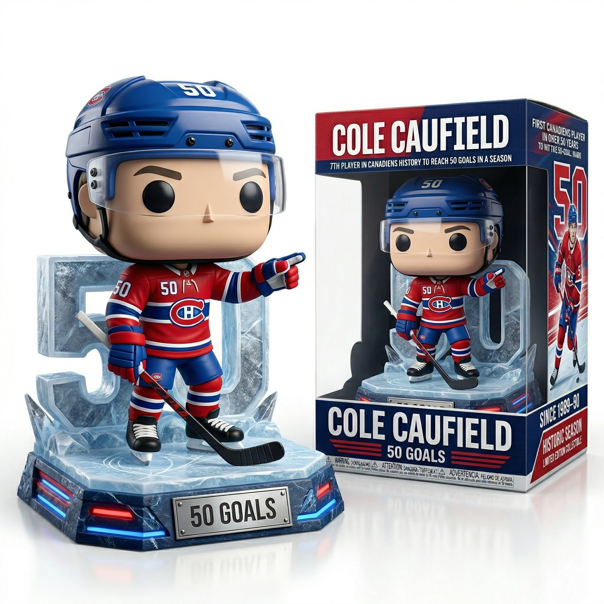 🚀Cole Caufield 50 Goals Historic Season Montreal Canadiens Funko Pop Figure