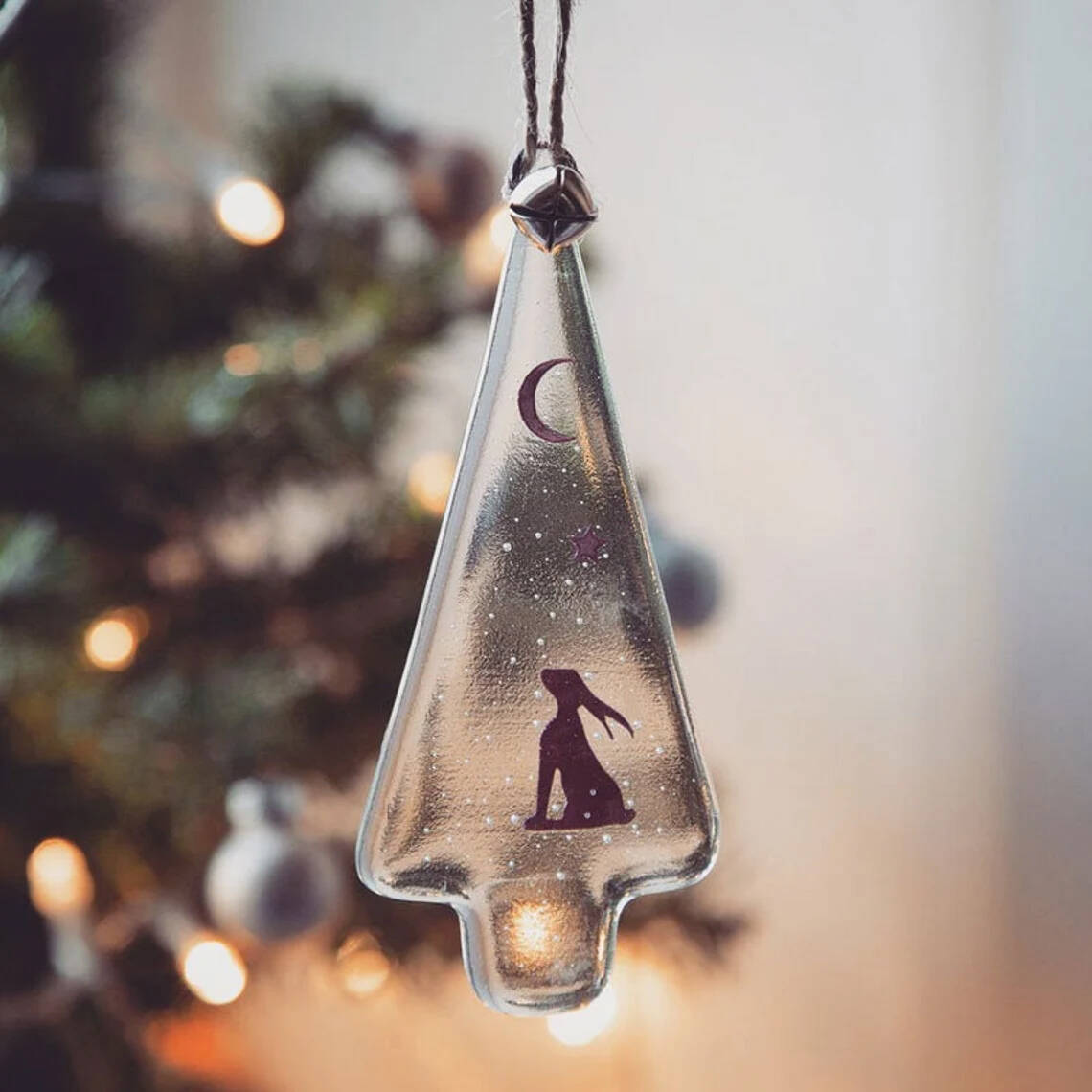 Moongazing Hare- Fused Glass Ornaments Series