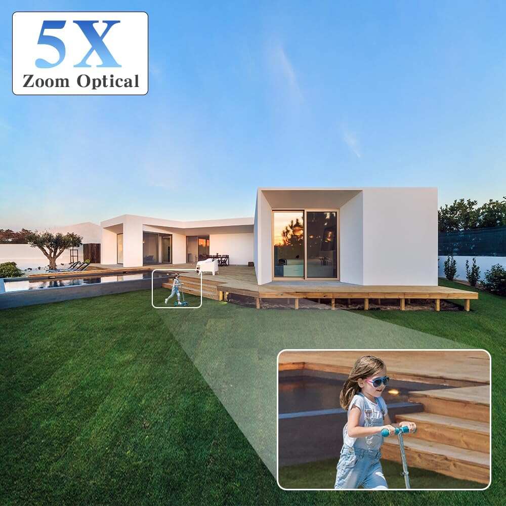 Ctronics 5X Optical Zoom 5MP Outdoor Security Camera with 2.4/5 Ghz WiFi & Cloud Storage