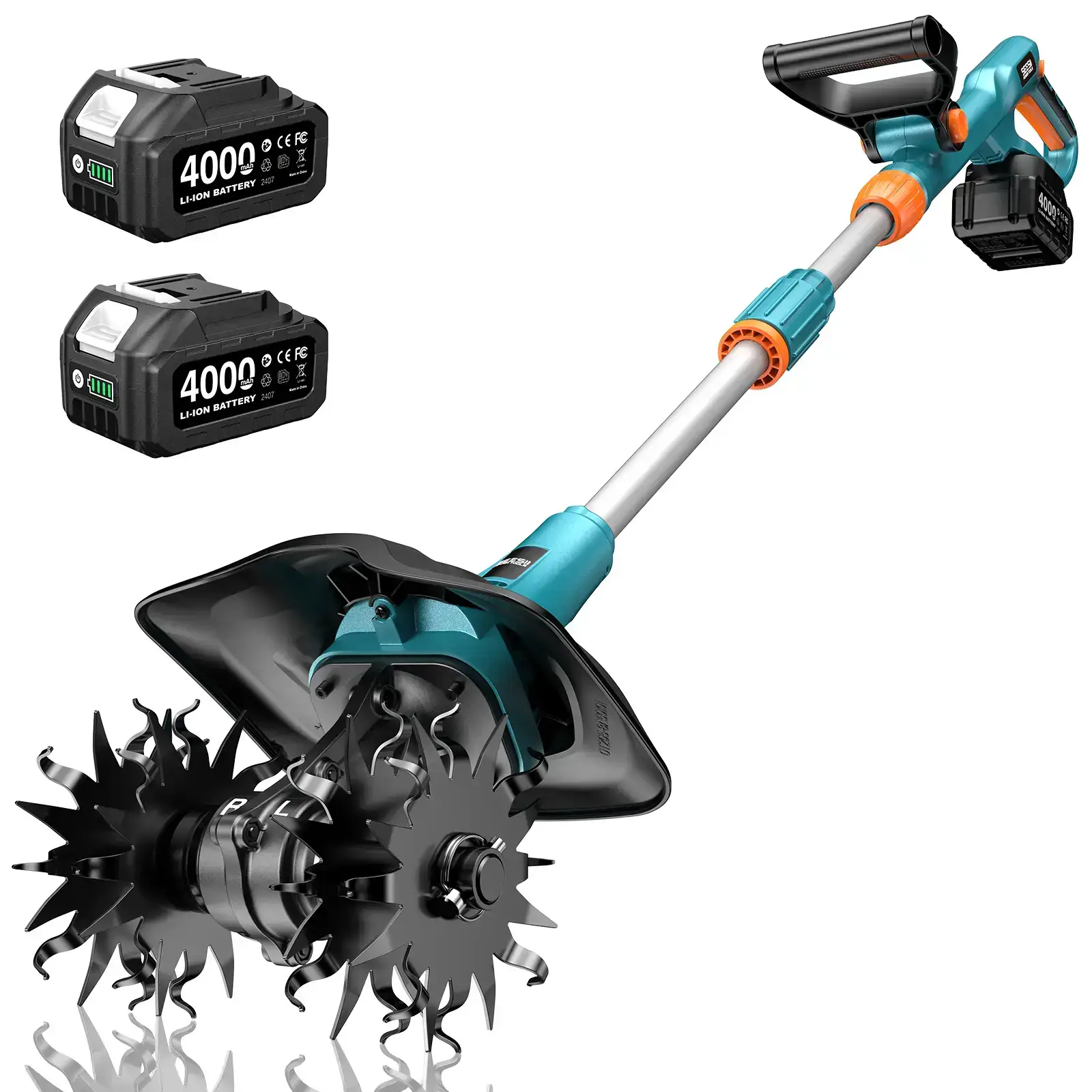 Electric Tiller for Gardening, 360 RPM Rototiller Cordless Cultivator, Total 8000mAh Battery Powered Garden Tiller 4 Pcs Blades for Smooth Tilling, Handheld Tiller for Raised Garden Beds Outdoorfun#SummerVibes