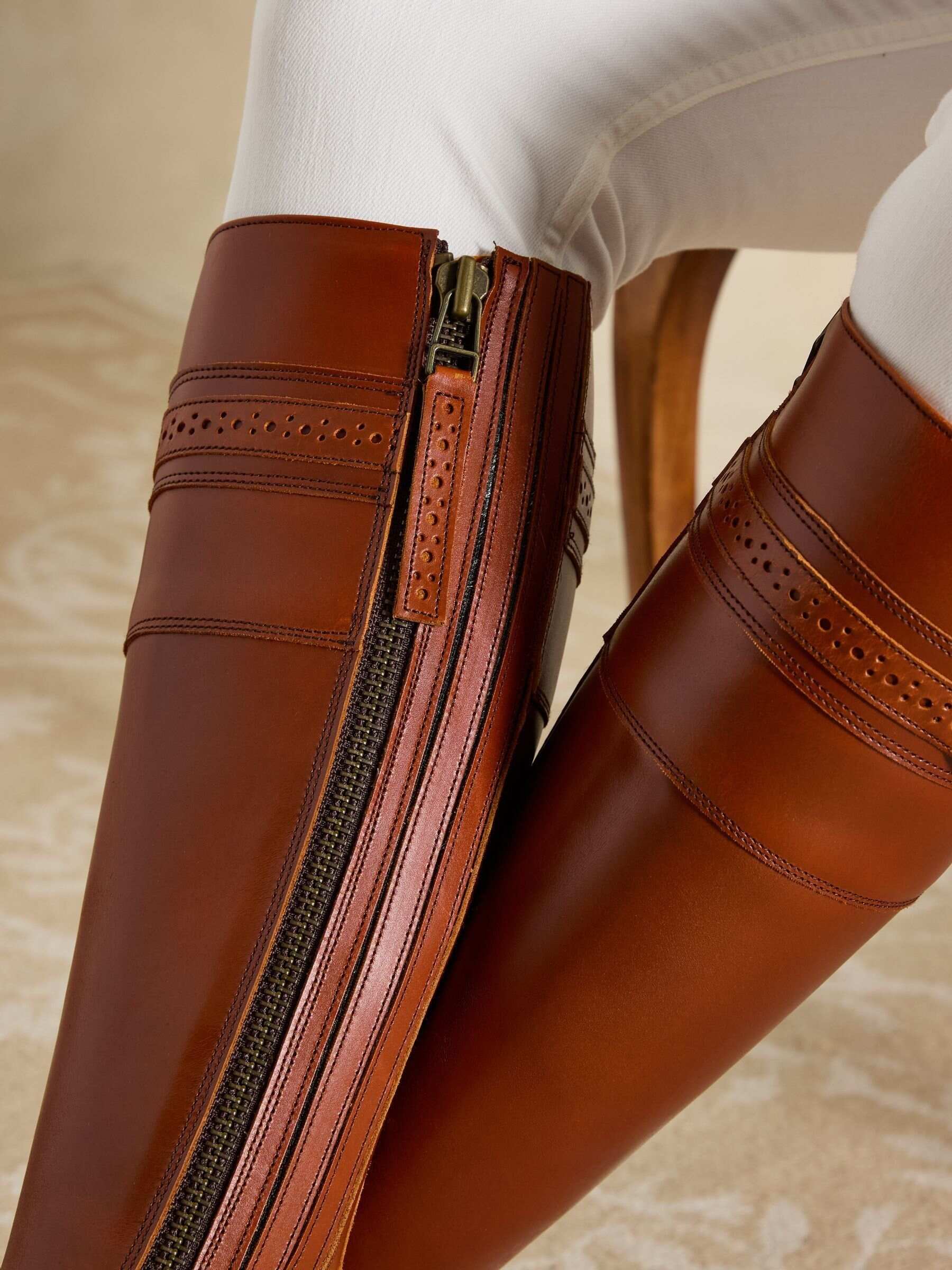 Joules X Spanish Boot Co. Chestnut Brown Leather Boots
