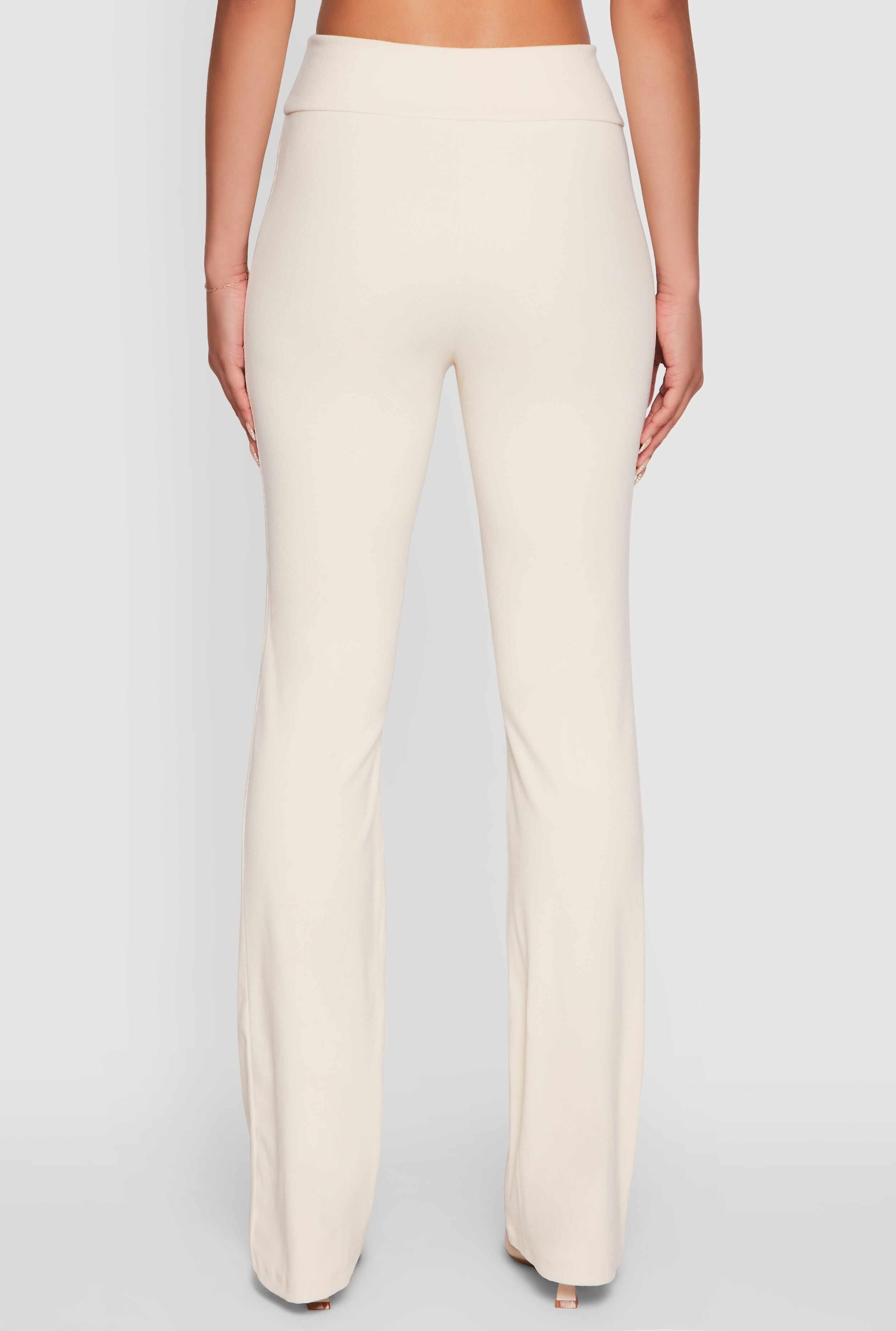Brushed Knit Pintuck Pull On Slim Pants