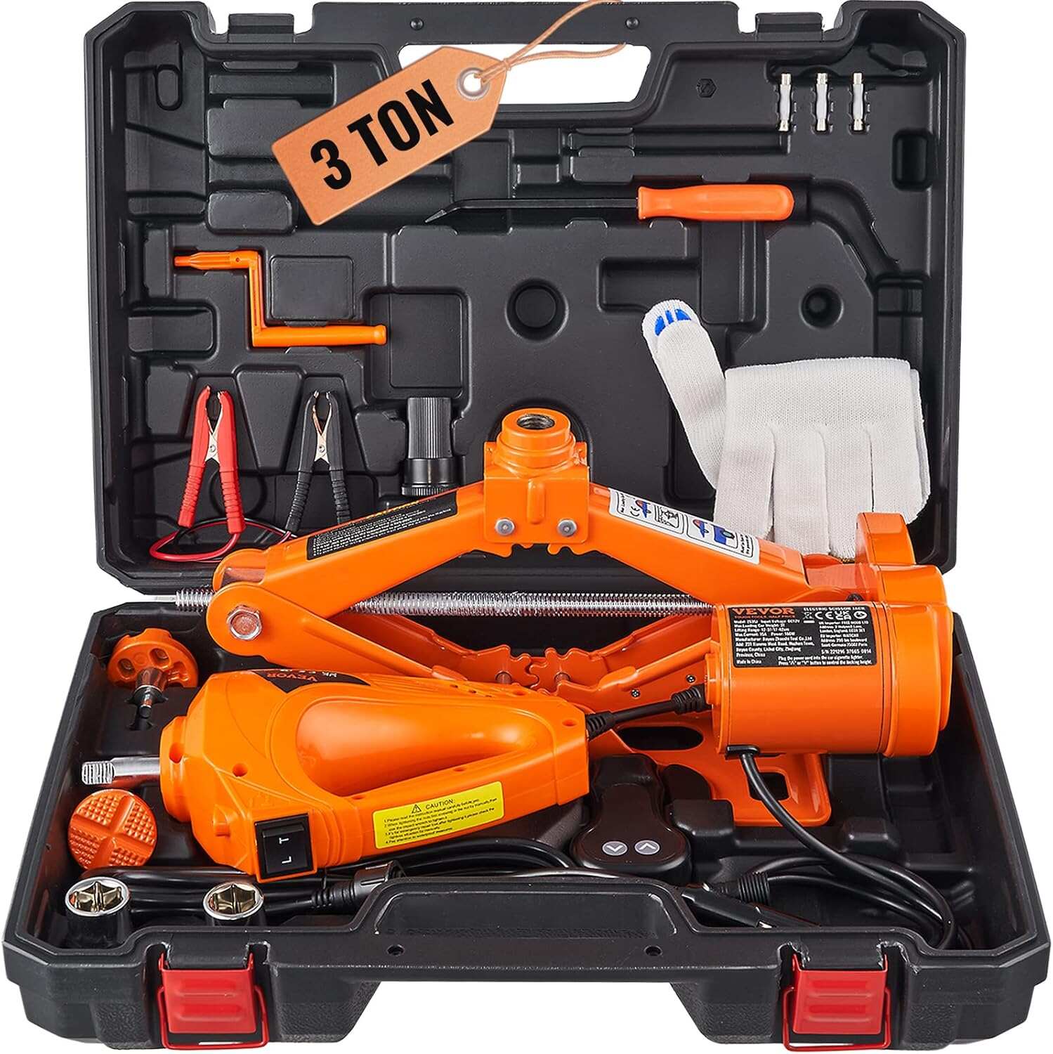 Electric Car Jack, 5 Ton/11023 LBS Hydraulic Jack Lift with Electric Impact Wrench, Built-in Inflatable Pump, and LED Light for SUV MPV Sedan Truck Change Tires Garage Repair