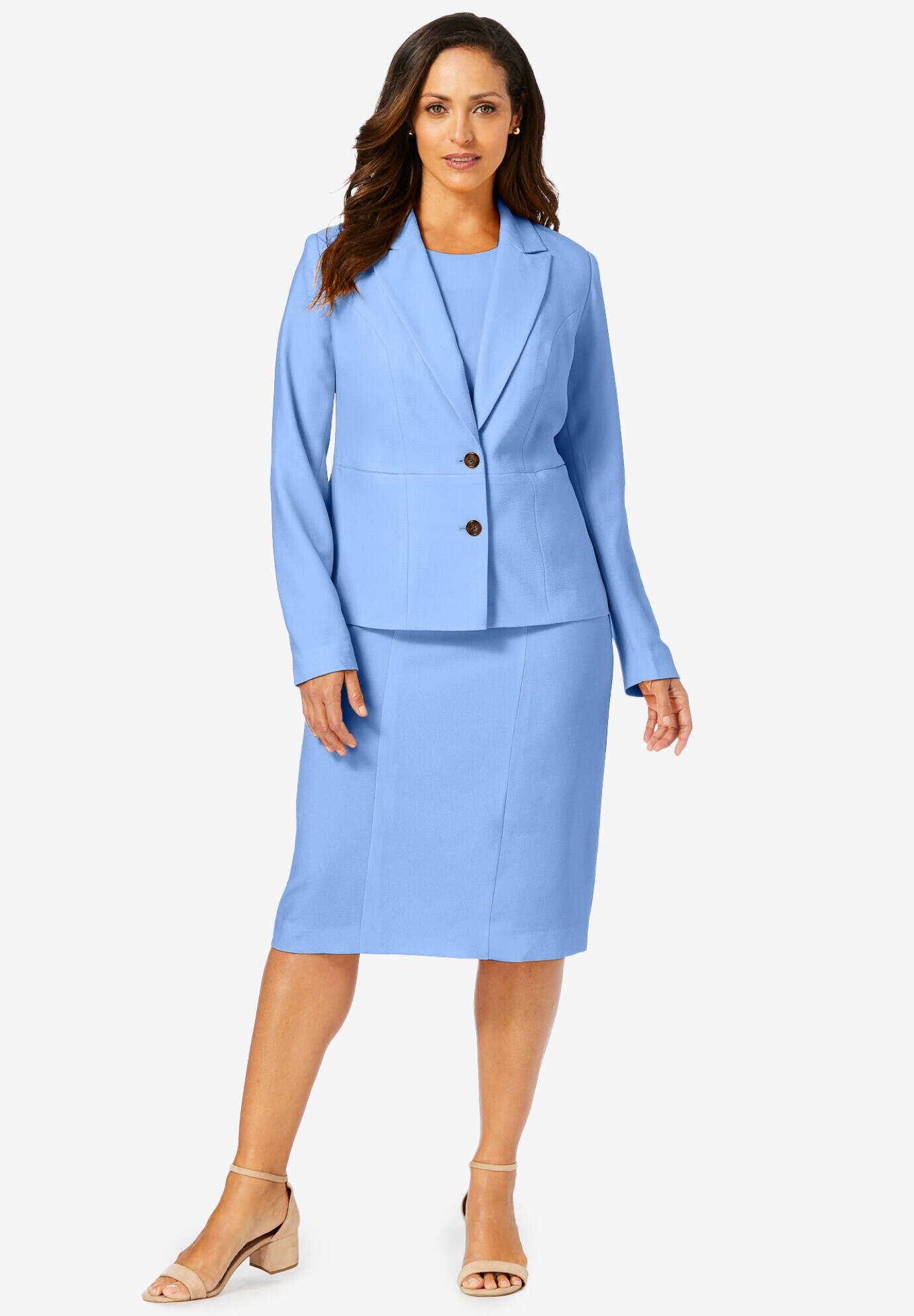 2-Piece Stretch Crepe Single-Breasted Jacket Dress