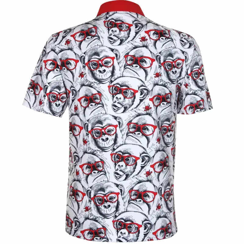 Party Animal Cool-Stretch Men's Golf Shirt (Monkey)