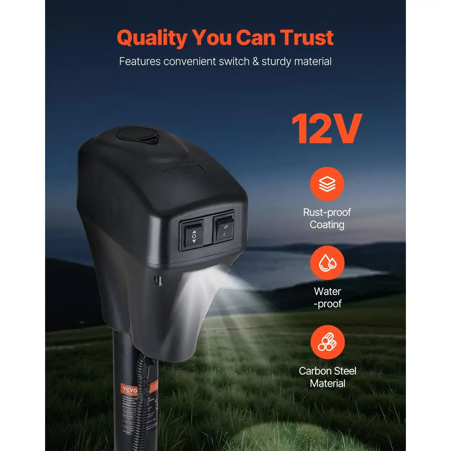 Electric Trailer Jack,  5000 lbs, Heavy Duty RV Electric Power Tongue Jack with 7-pin Connector, Manual Crank Handle & Weatherproof Jack Cover, 10