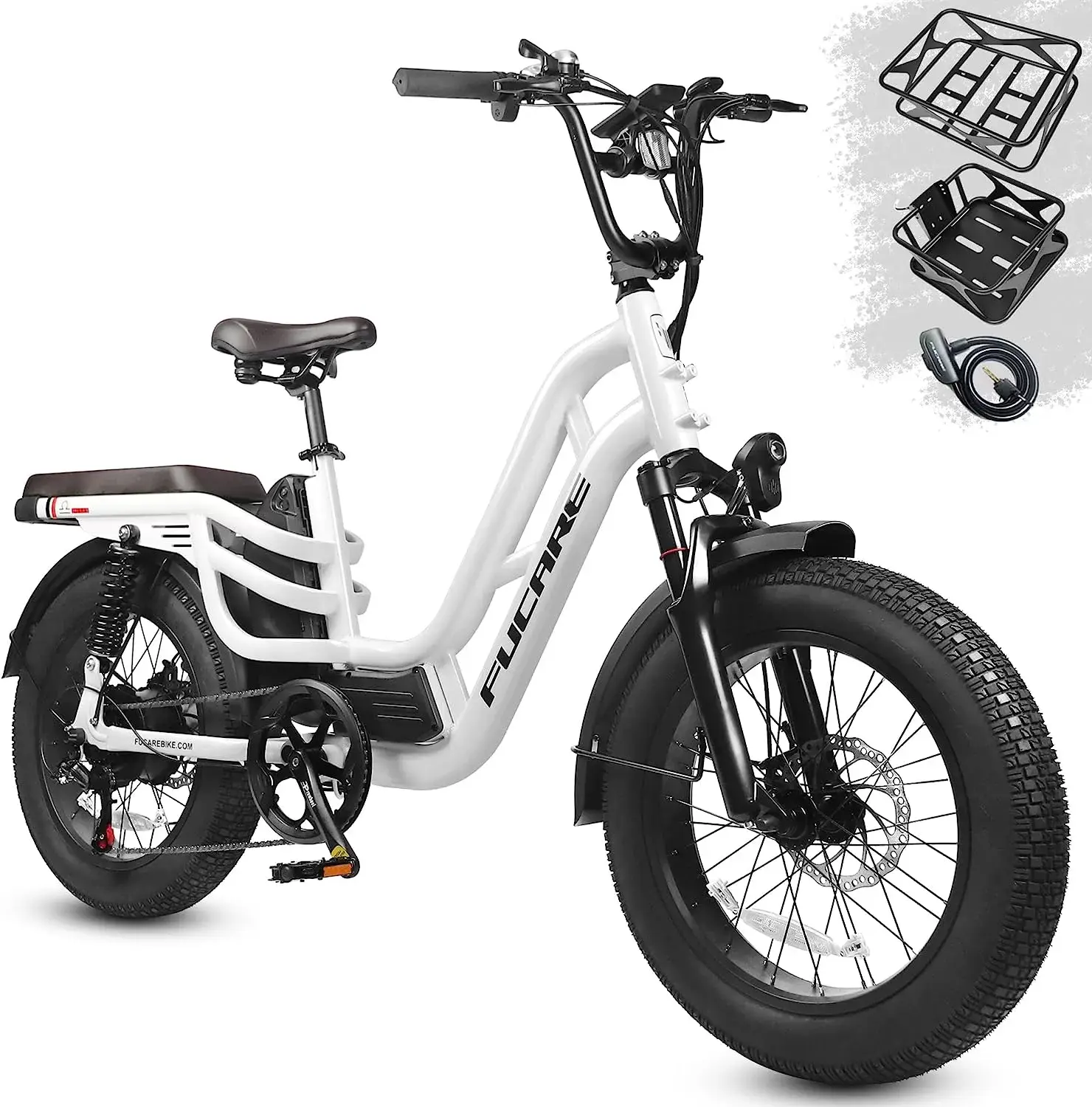 Fucare Libra 750W Electric Bike for Adults 32MPH 48V 20Ah LG Lithium Battery EBike with Full Suspension LCD Color Display 20
