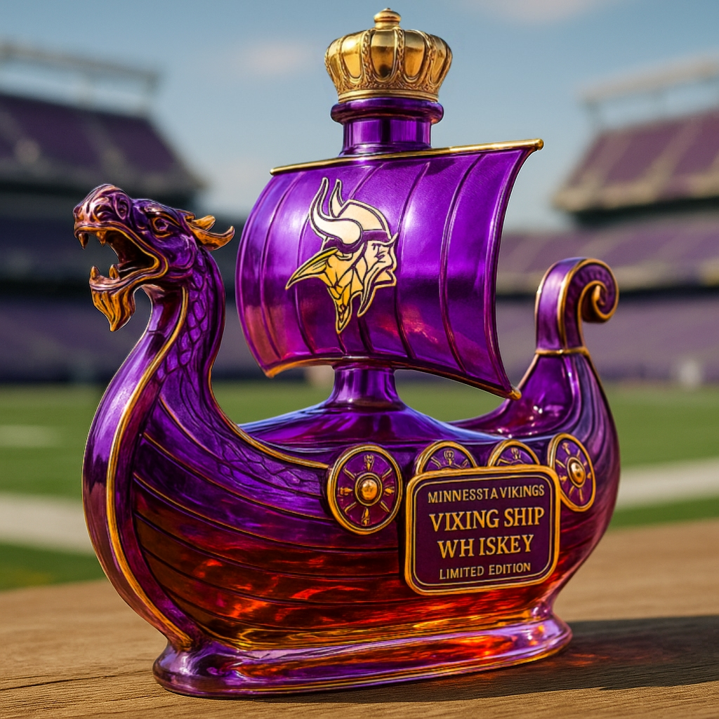 Minnesota Vikings Dragon‑Head Longship Whiskey Bottle
