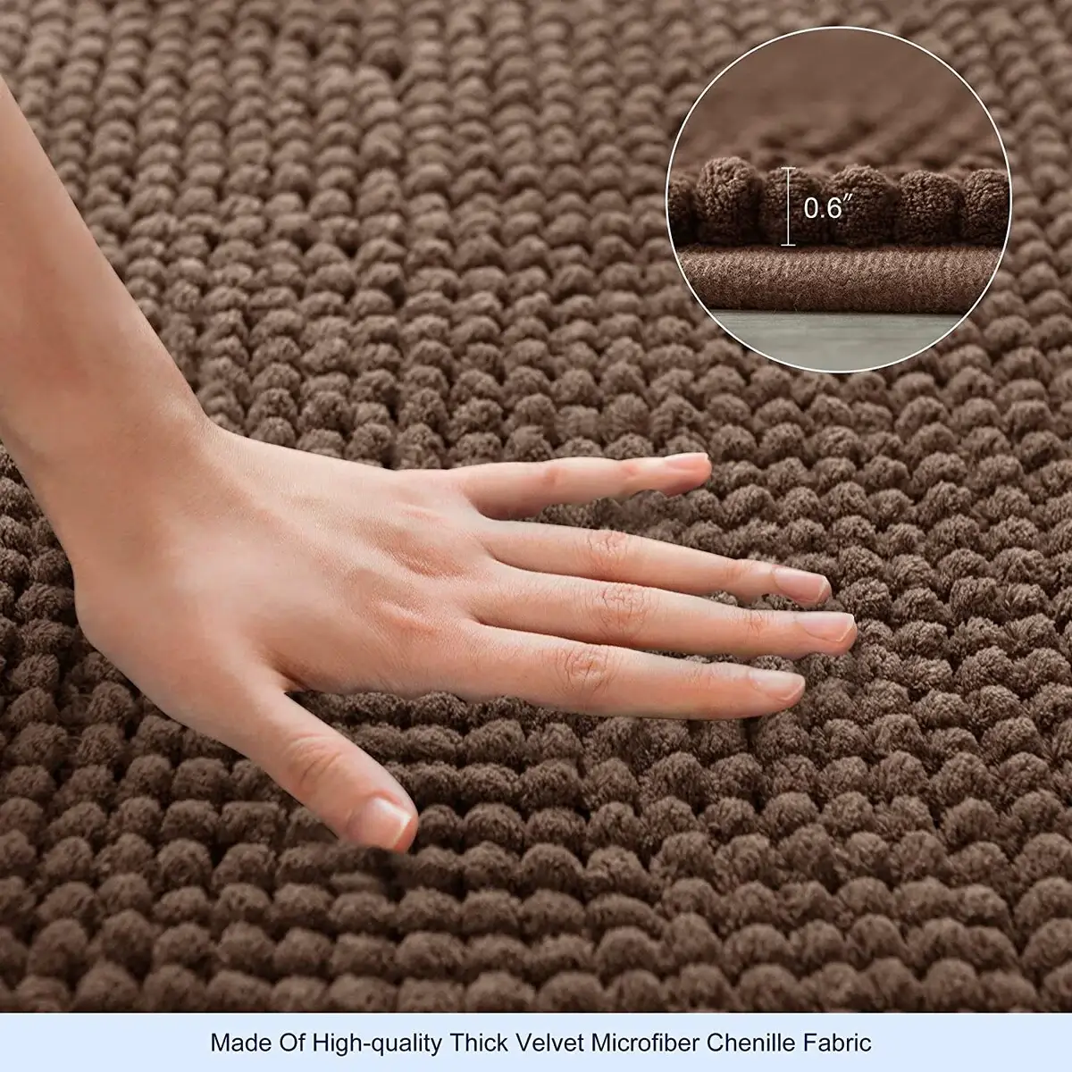 Subrtex Luxury Chenille Bath Rugs Soft Bathroom Mats