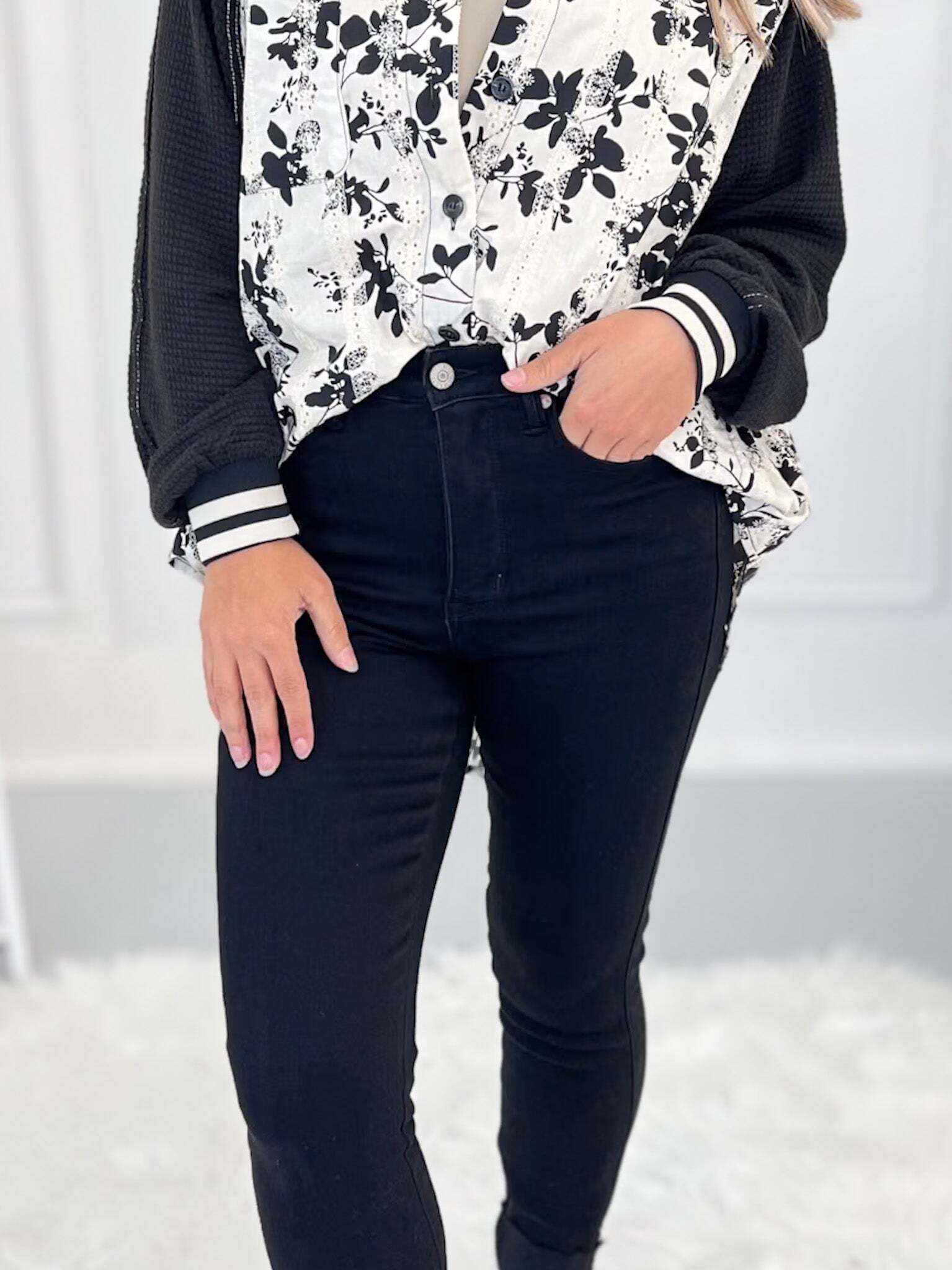 Back In Black - Christmas Tummy Control Skinny Jeans- Final Sale