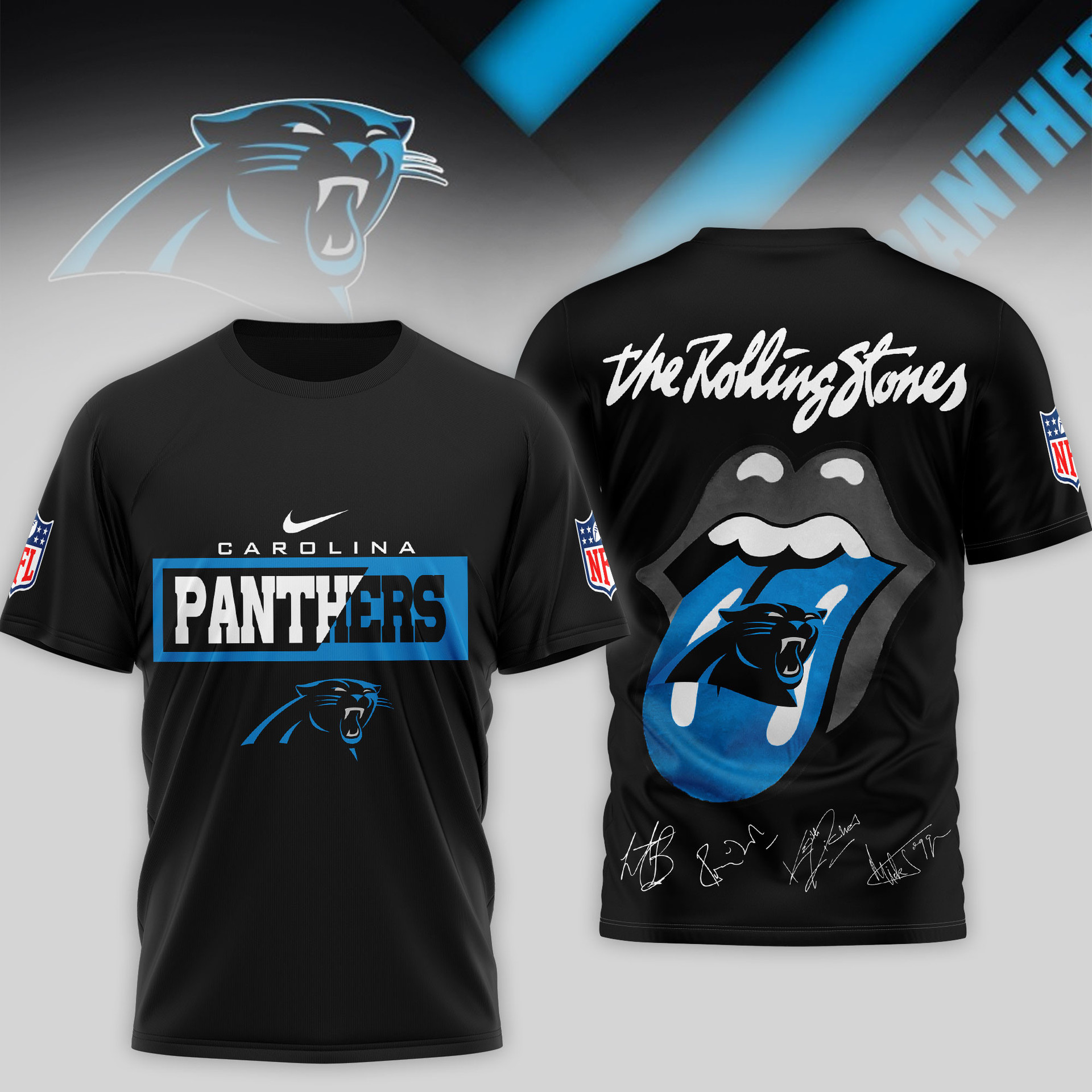Carolina Panthers | Premium NFL The Rolling Stones 3D Shirt TD