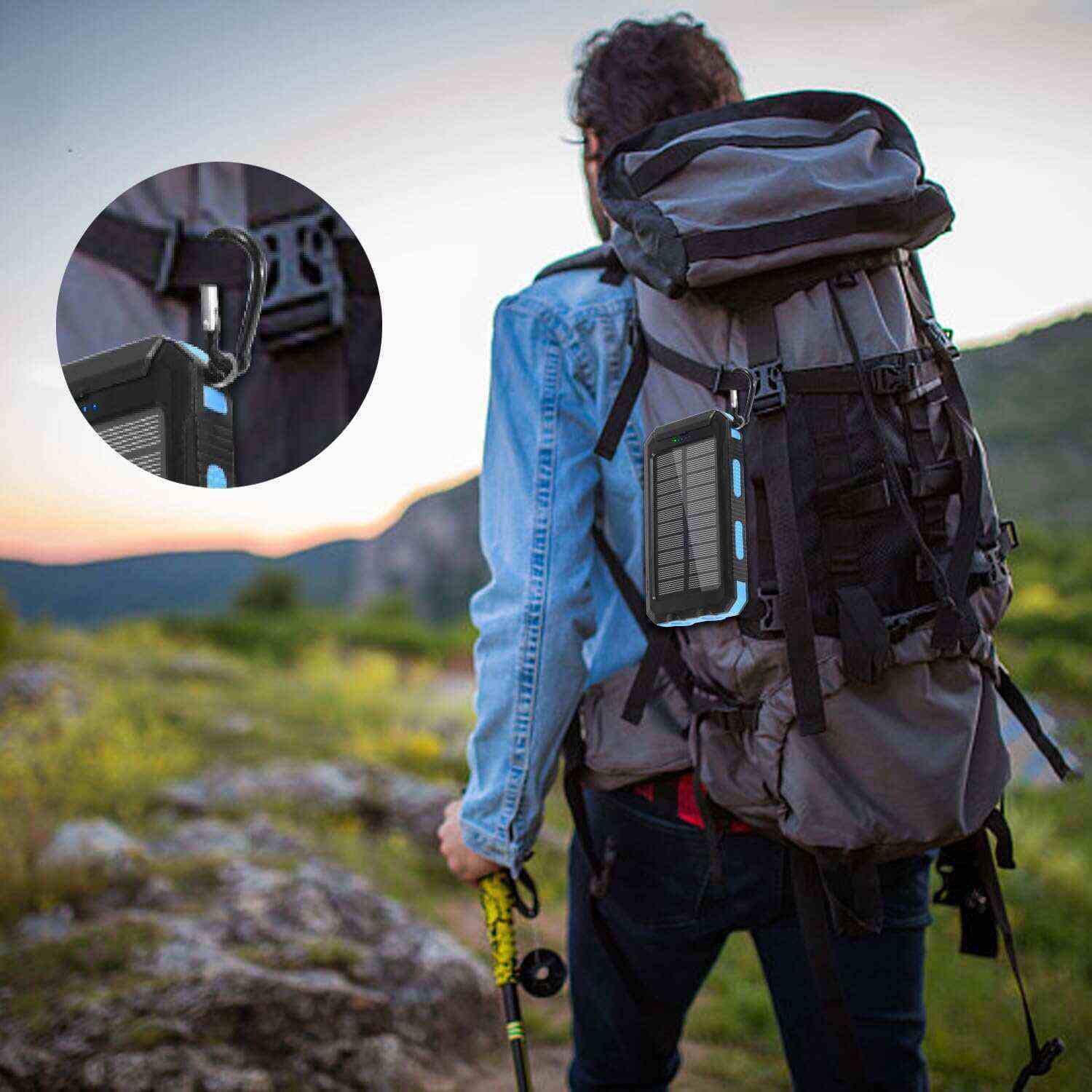 YELOMIN Solar Charger, 38800mAh Portable Solar Power Bank, Waterproof Battery Pack for Outdoor Activities, Camping External Backup Power Charger Dual USB 5V Outputs/LED Flashlights