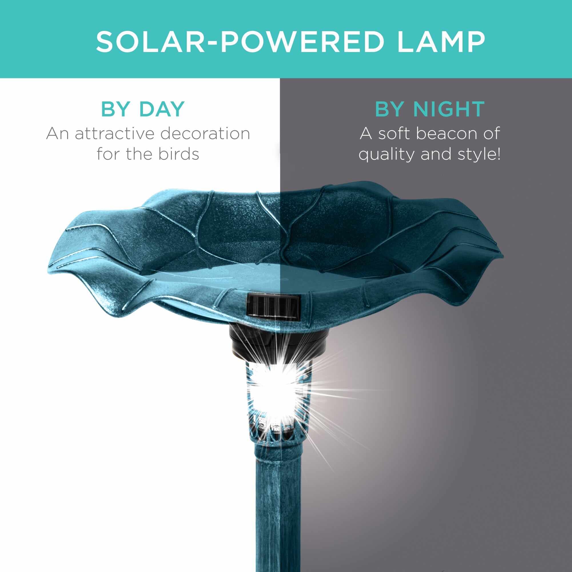 Solar Lighted Bird Bath w/ Planter