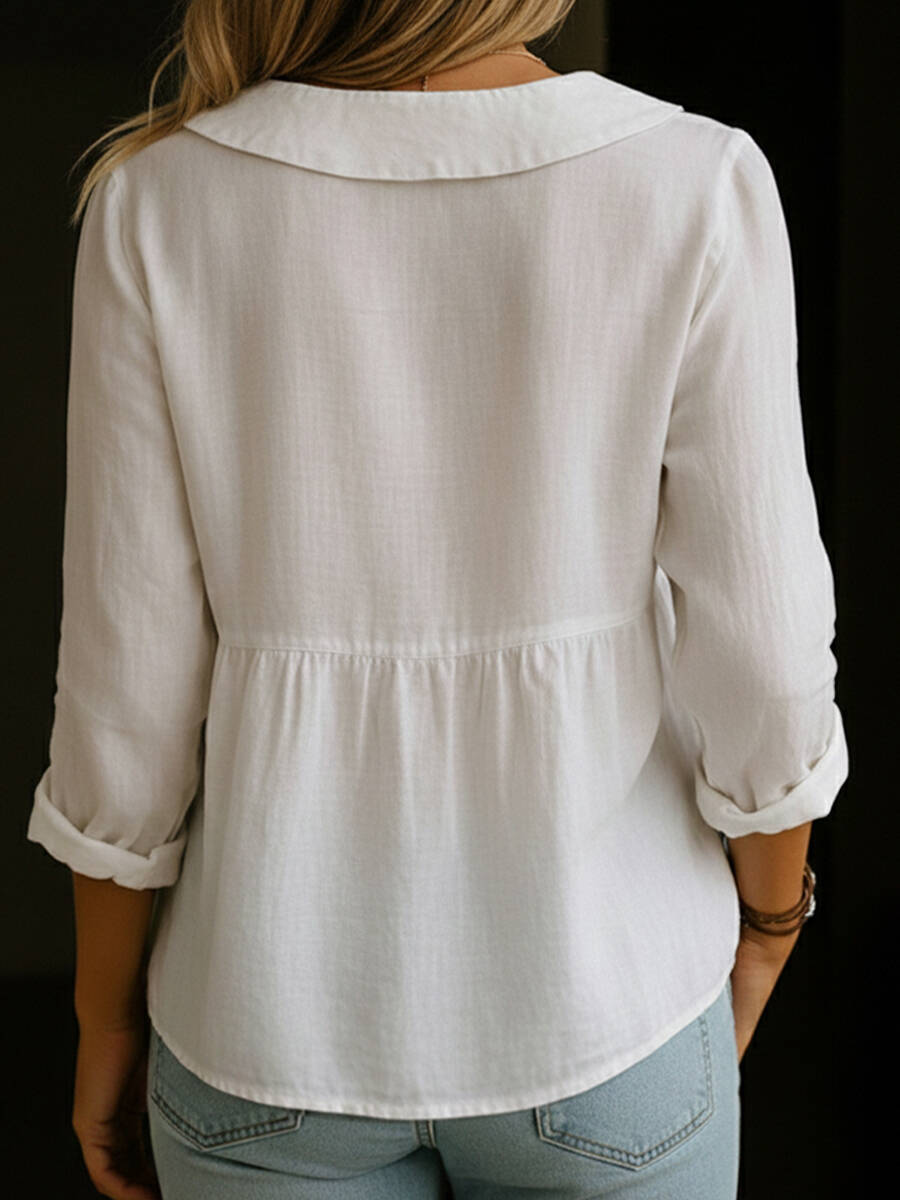🔥Summer Arrivals🌟Peter Pan Collar Linen And Cotton Shirt