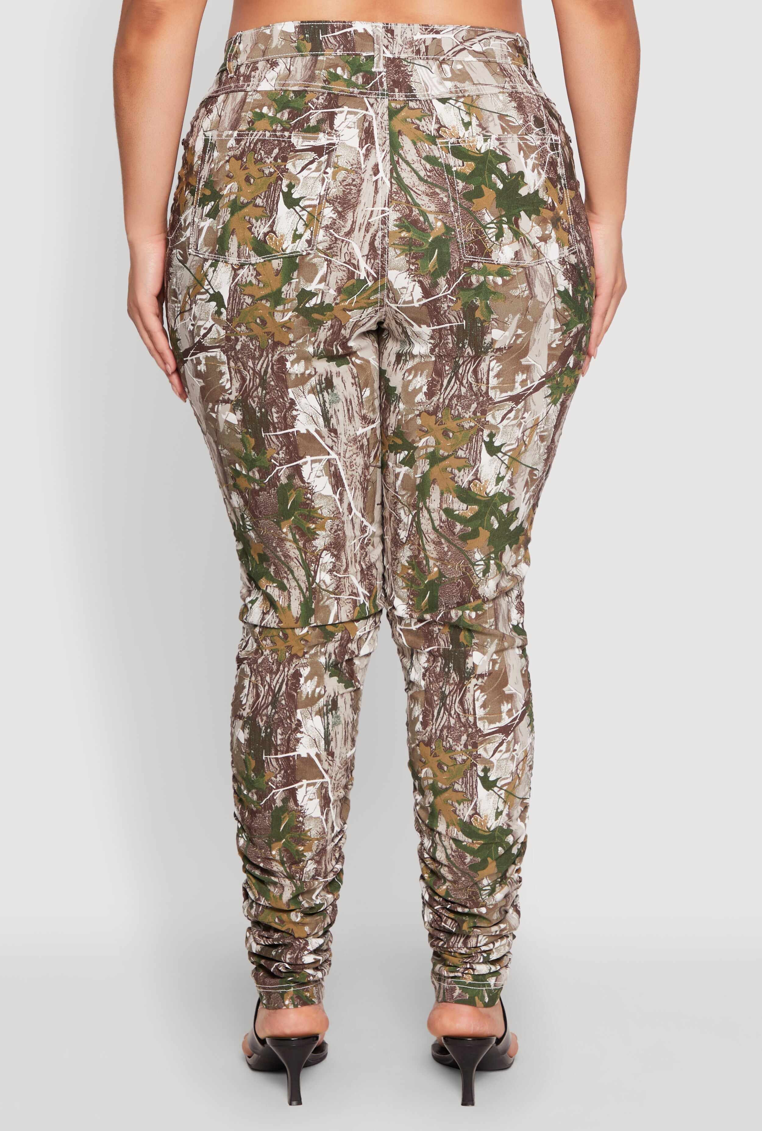 Plus Size Printed Pattern Stacked Pants