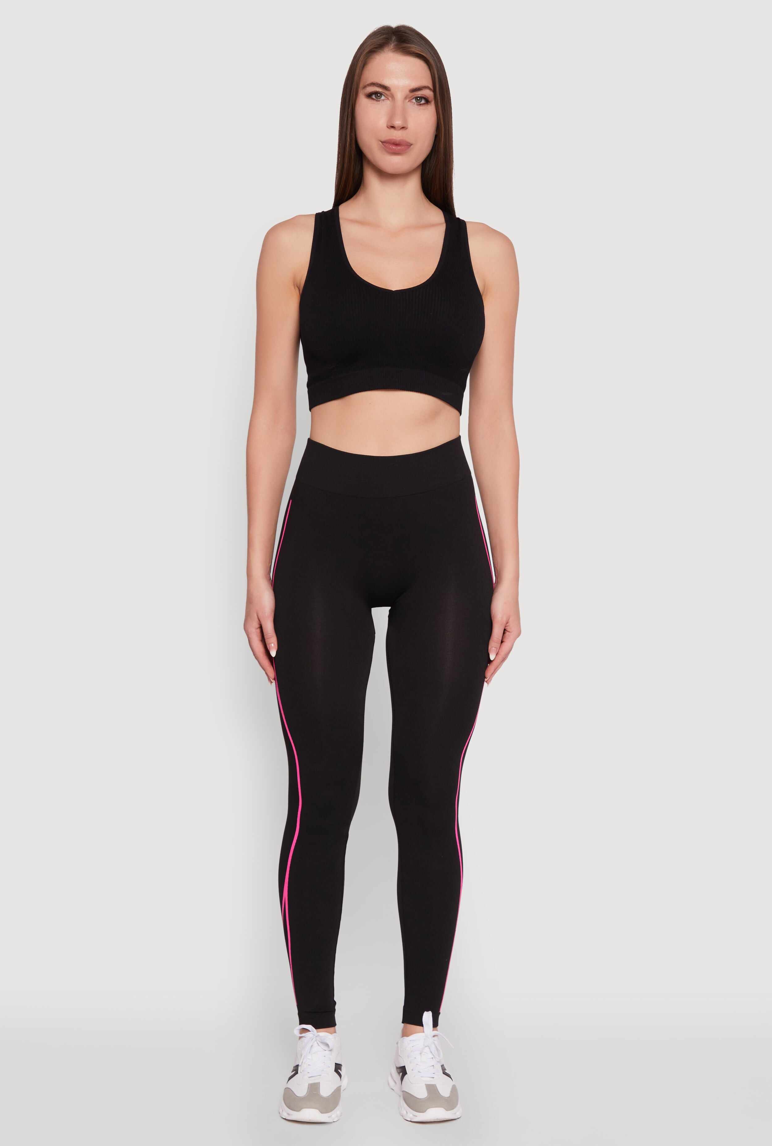 Trendy Contrast Trim High Waisted Leggings