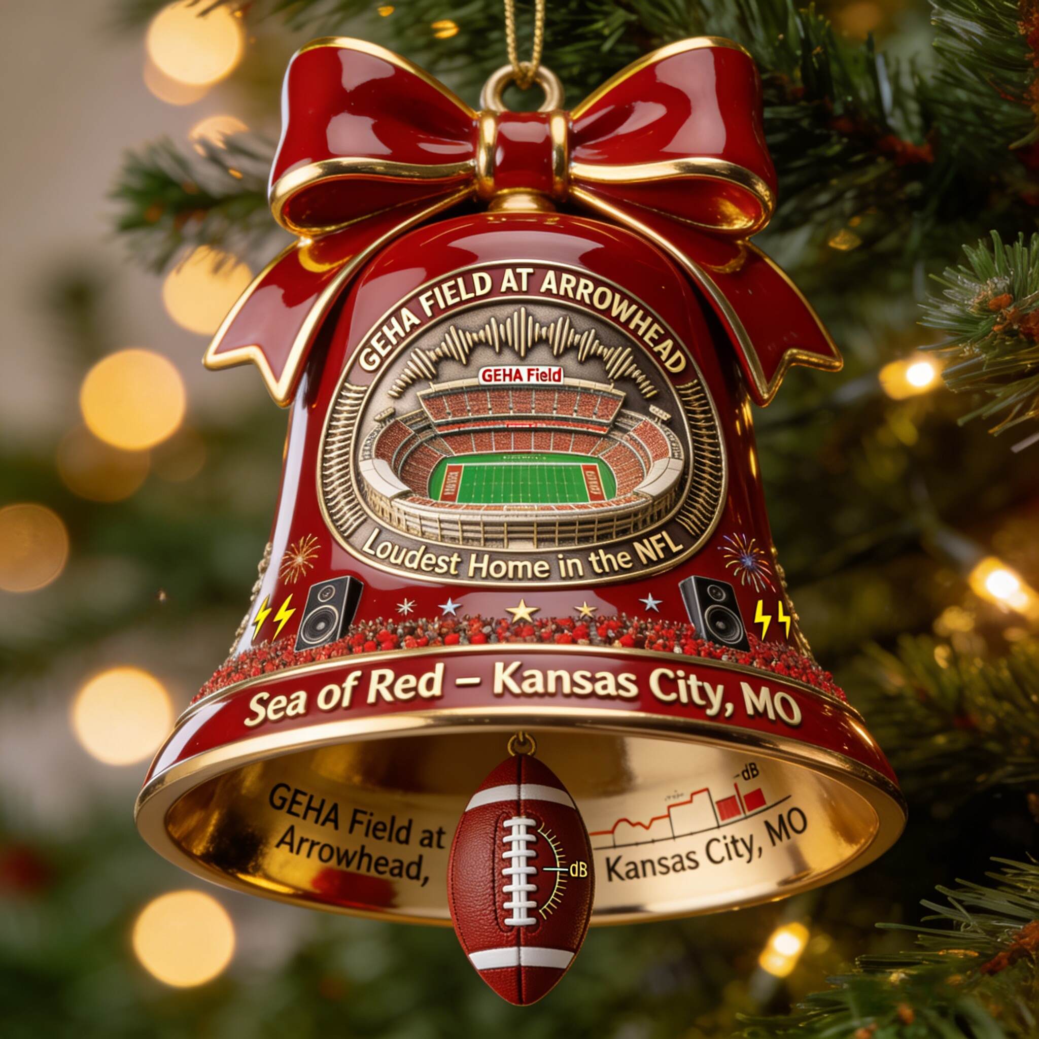 Arrowhead Stadium “Loudest Home” 3D Christmas Bell Ornament